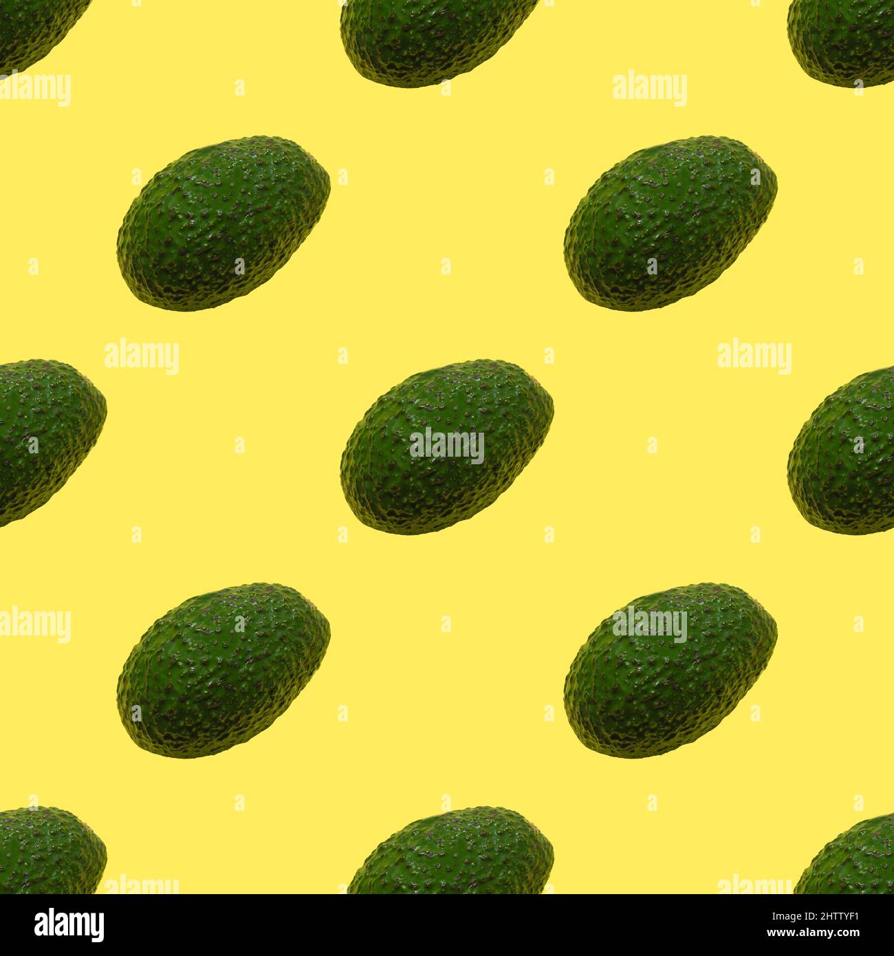 Hass avocado in una ripetizione senza cuciture con sfondo giallo Foto Stock