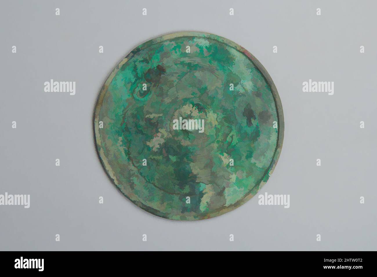 Arte ispirata a Mirror, dinastia Goryeo (918-1392), Corea, Bronzo, Diam. 6 1/8 poll. (15,6 cm), specchi, opere classiche modernizzate da Artotop con un tuffo di modernità. Forme, colore e valore, impatto visivo accattivante sulle emozioni artistiche attraverso la libertà delle opere d'arte in modo contemporaneo. Un messaggio senza tempo che persegue una nuova direzione selvaggiamente creativa. Artisti che si rivolgono al supporto digitale e creano l'NFT Artotop Foto Stock