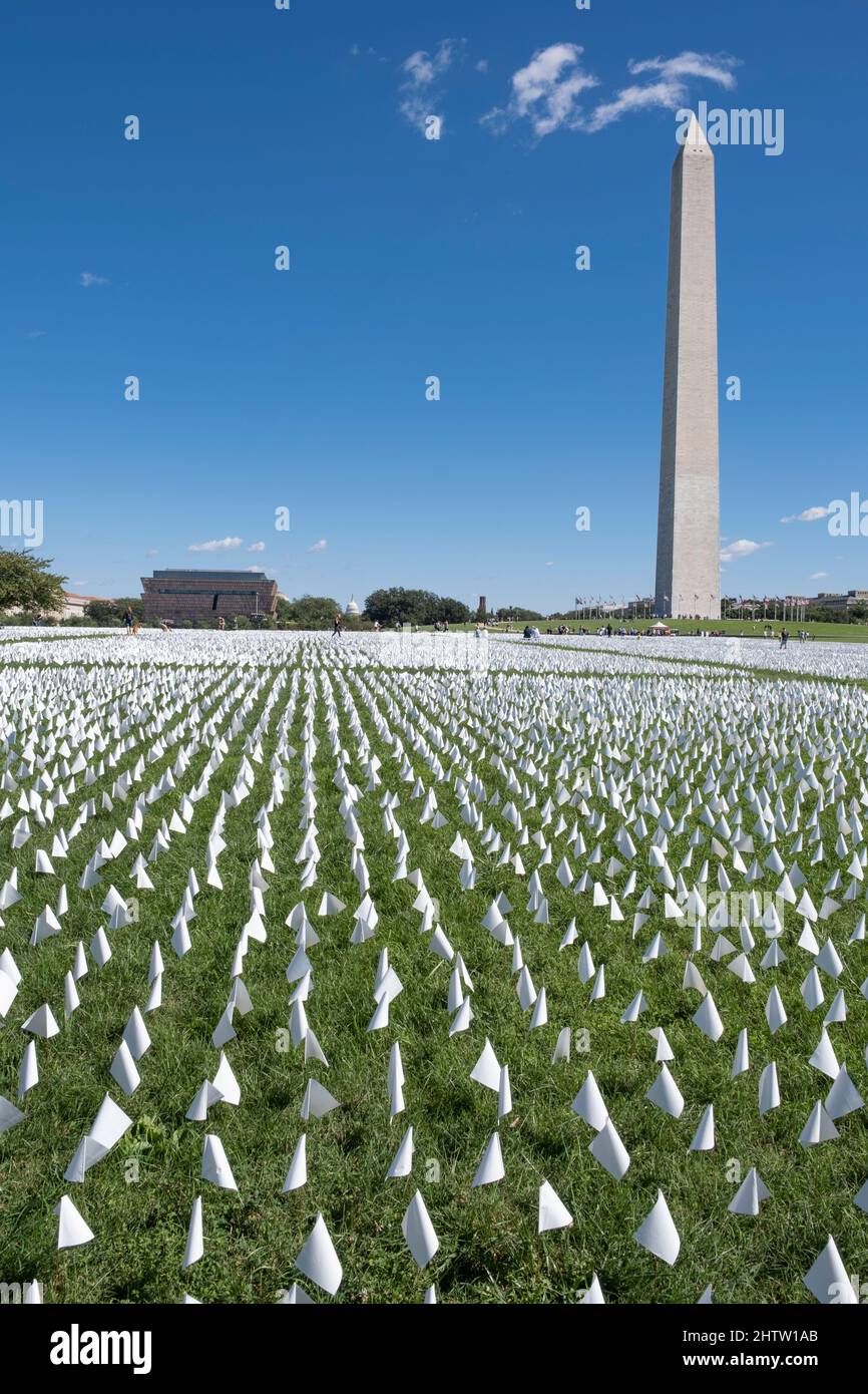 Washington, DC, Stati Uniti. In America: Ricorda, un'installazione artistica per commemorare COVID Dead. Artista Suzanne Brennan Firstenberg. Settembre 2021. Foto Stock