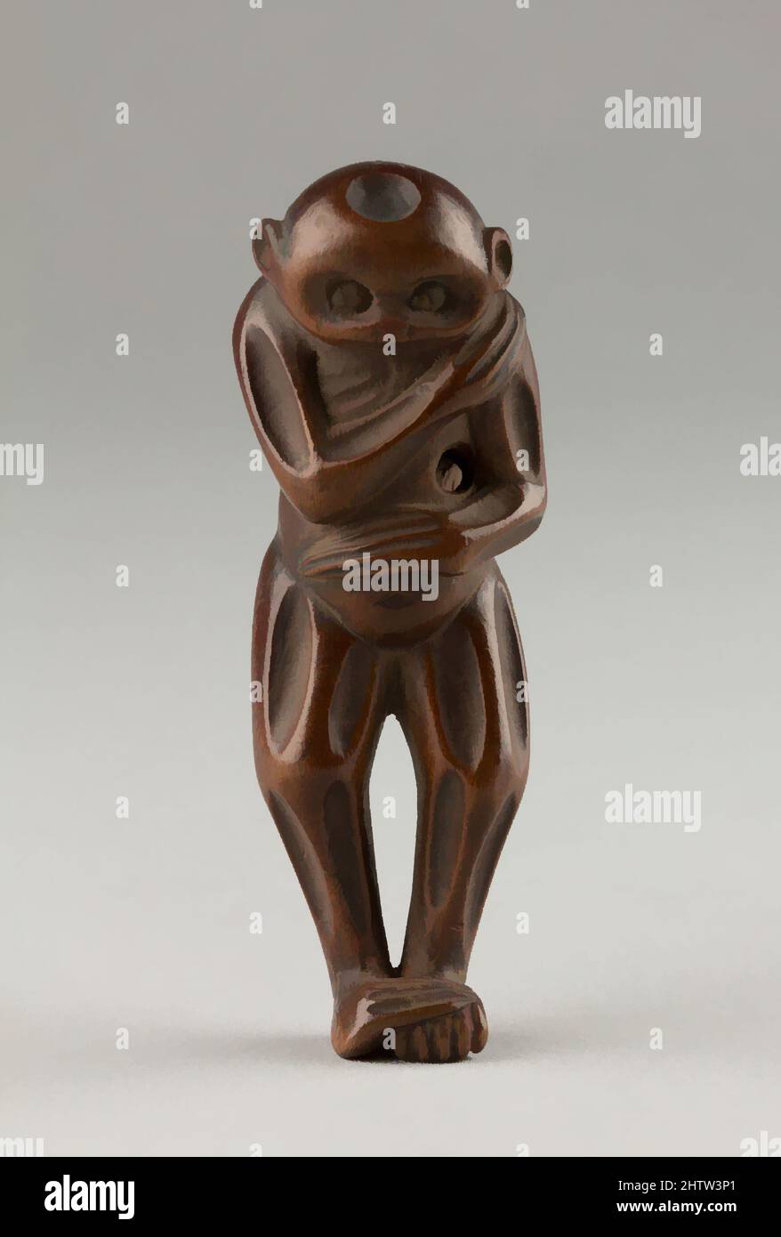 Arte ispirata a Netsuke, periodo Edo (1615-1868), 18th secolo, Giappone, legno, H. 2 7/8 poll. (7,3 cm), Netsuke, opere classiche modernizzate da Artotop con un tuffo di modernità. Forme, colore e valore, impatto visivo accattivante sulle emozioni artistiche attraverso la libertà delle opere d'arte in modo contemporaneo. Un messaggio senza tempo che persegue una nuova direzione selvaggiamente creativa. Artisti che si rivolgono al supporto digitale e creano l'NFT Artotop Foto Stock