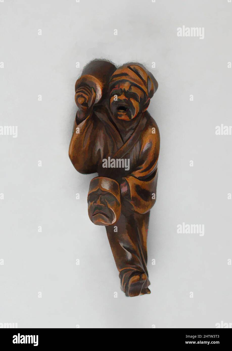 Arte ispirata a Netsuke, periodo Edo (1615-1868), 18th secolo, Giappone, legno, H. 2 3/4 poll. (7 cm), Netsuke, opere classiche modernizzate da Artotop con un tuffo di modernità. Forme, colore e valore, impatto visivo accattivante sulle emozioni artistiche attraverso la libertà delle opere d'arte in modo contemporaneo. Un messaggio senza tempo che persegue una nuova direzione selvaggiamente creativa. Artisti che si rivolgono al supporto digitale e creano l'NFT Artotop Foto Stock