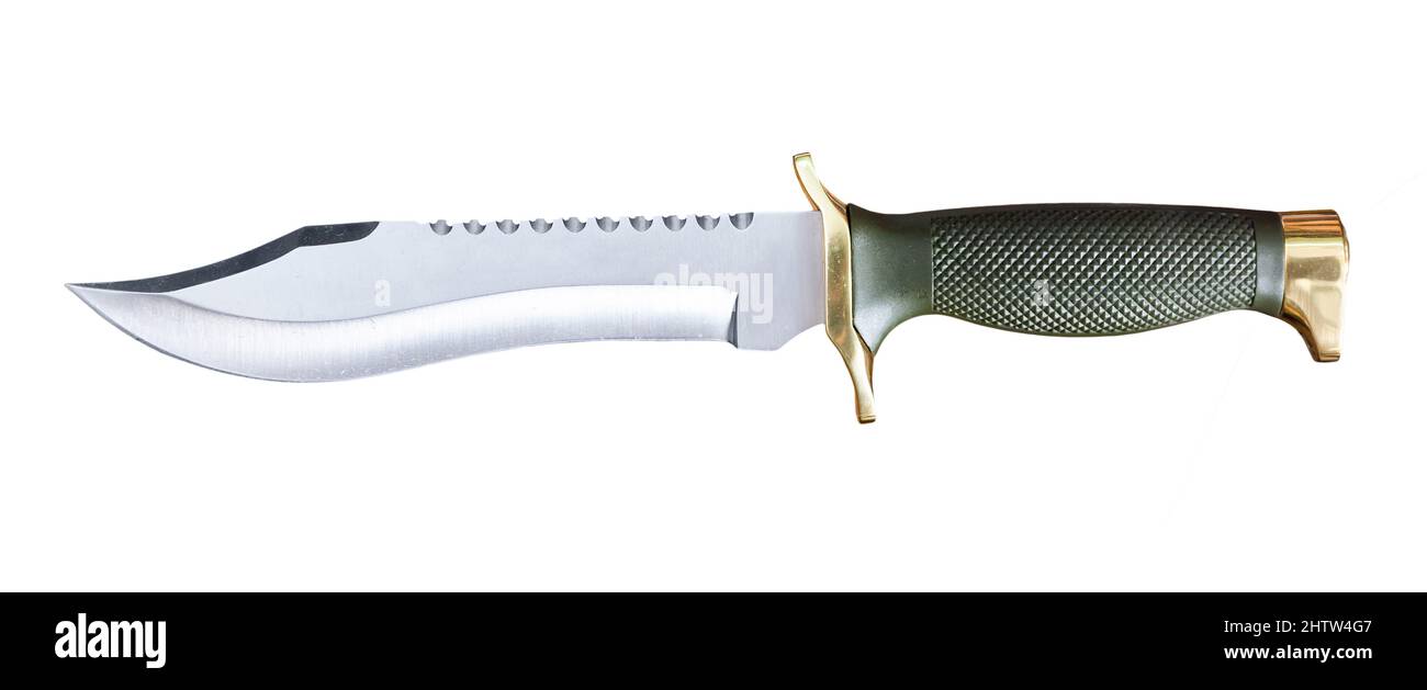 Coltello da caccia. Isolato su sfondo bianco Foto Stock