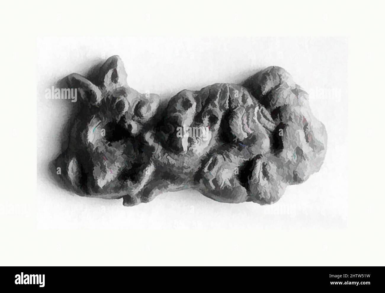 Arte ispirata da ornamento, sei dinastie (220–589), Cina, Bronzo, H. 1 9/16 poll. (4 cm); W. 3/4" (1,9 cm), lavorazione del metallo, opere classiche modernizzate da Artotop con un tuffo di modernità. Forme, colore e valore, impatto visivo accattivante sulle emozioni artistiche attraverso la libertà delle opere d'arte in modo contemporaneo. Un messaggio senza tempo che persegue una nuova direzione selvaggiamente creativa. Artisti che si rivolgono al supporto digitale e creano l'NFT Artotop Foto Stock