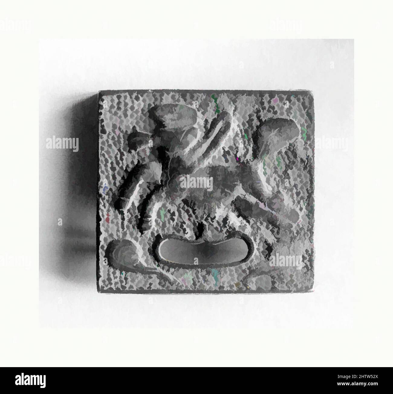 Arte ispirata da Belt Ornatent, Six Dynasties (220–589), Cina, Bronze, H. 1 3/8 poll. (3,5 cm); W. 1 1/2" (3,8 cm), lavorazione del metallo, opere classiche modernizzate da Artotop con un tuffo di modernità. Forme, colore e valore, impatto visivo accattivante sulle emozioni artistiche attraverso la libertà delle opere d'arte in modo contemporaneo. Un messaggio senza tempo che persegue una nuova direzione selvaggiamente creativa. Artisti che si rivolgono al supporto digitale e creano l'NFT Artotop Foto Stock