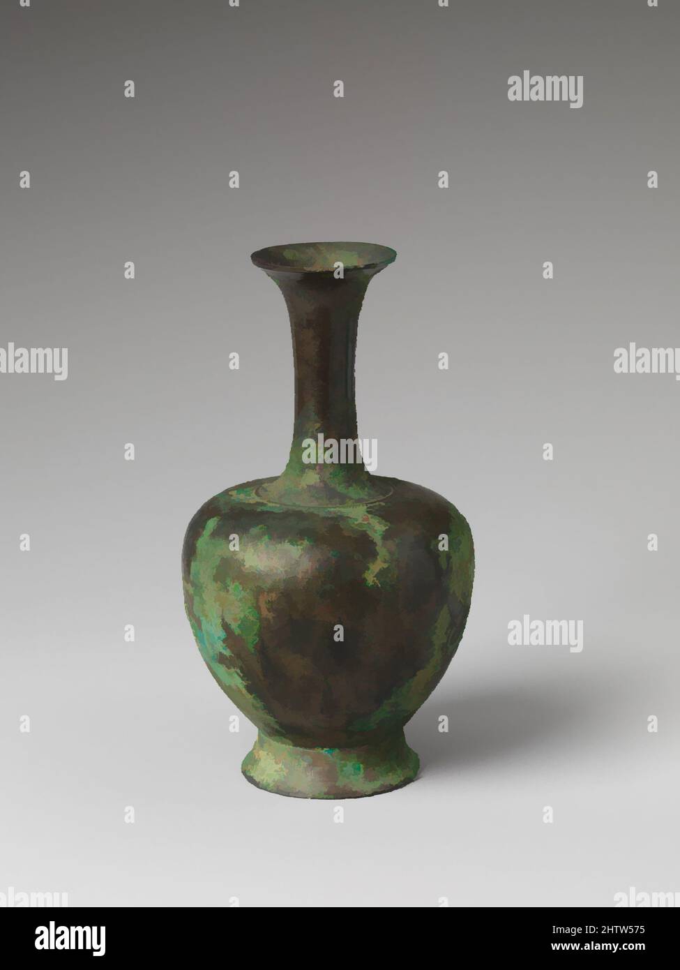 Arte ispirata a vaso in miniatura, dinastia Tang (618–907), Cina, Bronzo, H. 5 5/16 pollici (13,5 cm); Diam. 2 7/8 poll. (7,3 cm), lavorazione del metallo, opere classiche modernizzate da Artotop con un tuffo di modernità. Forme, colore e valore, impatto visivo accattivante sulle emozioni artistiche attraverso la libertà delle opere d'arte in modo contemporaneo. Un messaggio senza tempo che persegue una nuova direzione selvaggiamente creativa. Artisti che si rivolgono al supporto digitale e creano l'NFT Artotop Foto Stock