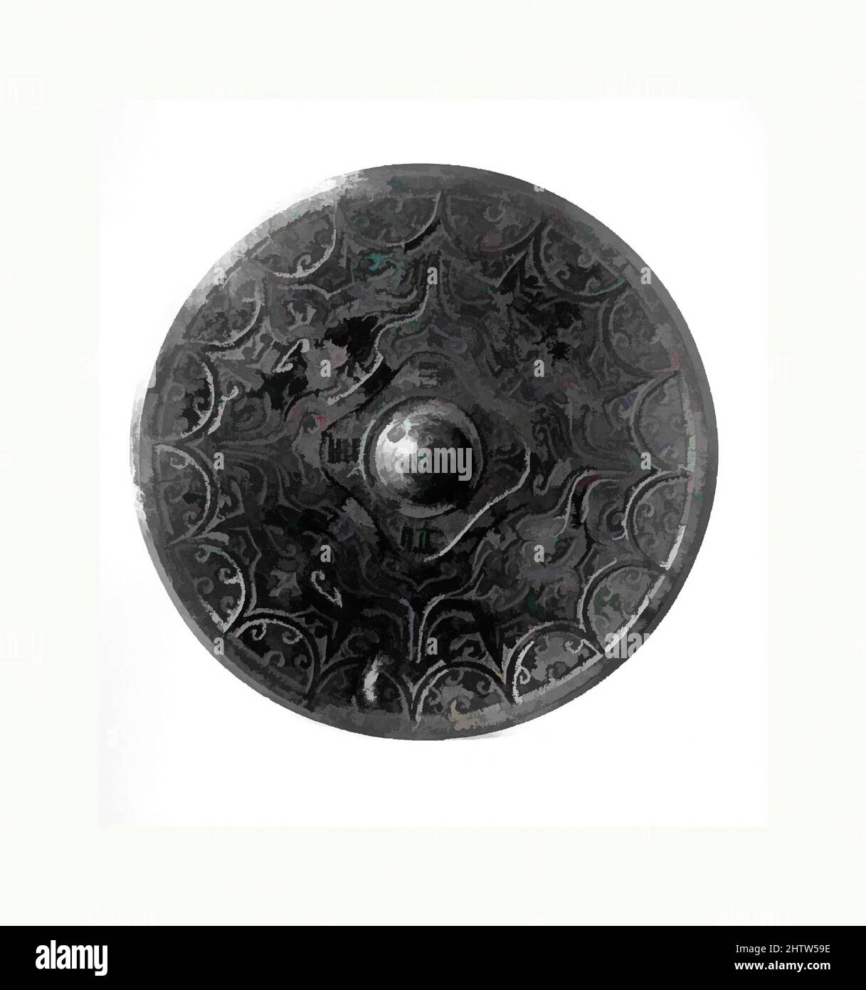Arte ispirata a Mirror, Eastern Han (25–220)–Six Dynasties (220–589), possibilmente 3rd secolo, Cina, Bronzo, Diam. 4 1/8 poll. (10,5 cm), specchi, opere classiche modernizzate da Artotop con un tuffo di modernità. Forme, colore e valore, impatto visivo accattivante sulle emozioni artistiche attraverso la libertà delle opere d'arte in modo contemporaneo. Un messaggio senza tempo che persegue una nuova direzione selvaggiamente creativa. Artisti che si rivolgono al supporto digitale e creano l'NFT Artotop Foto Stock