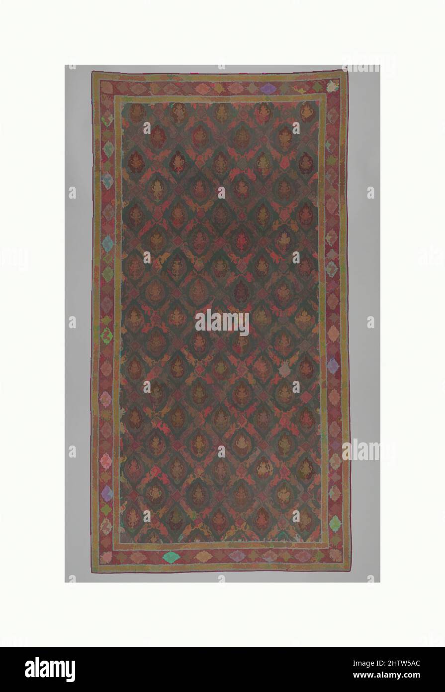 Arte ispirata da Floor Covering o Hanging (Pha Kiao), 18th secolo, India (Costa di Coromandel), per il mercato thailandese, cotone (resiste dipinte e mordenti, tinte), totale: 83 x 43 1/8 pollici (210,8 x 109,5 cm), tessuti dipinti e stampati, tessuti di lusso in cotone dipinto commissionato espressamente, opere classiche modernizzate da Artotop con un tuffo di modernità. Forme, colore e valore, impatto visivo accattivante sulle emozioni artistiche attraverso la libertà delle opere d'arte in modo contemporaneo. Un messaggio senza tempo che persegue una nuova direzione selvaggiamente creativa. Artisti che si rivolgono al supporto digitale e creano l'NFT Artotop Foto Stock