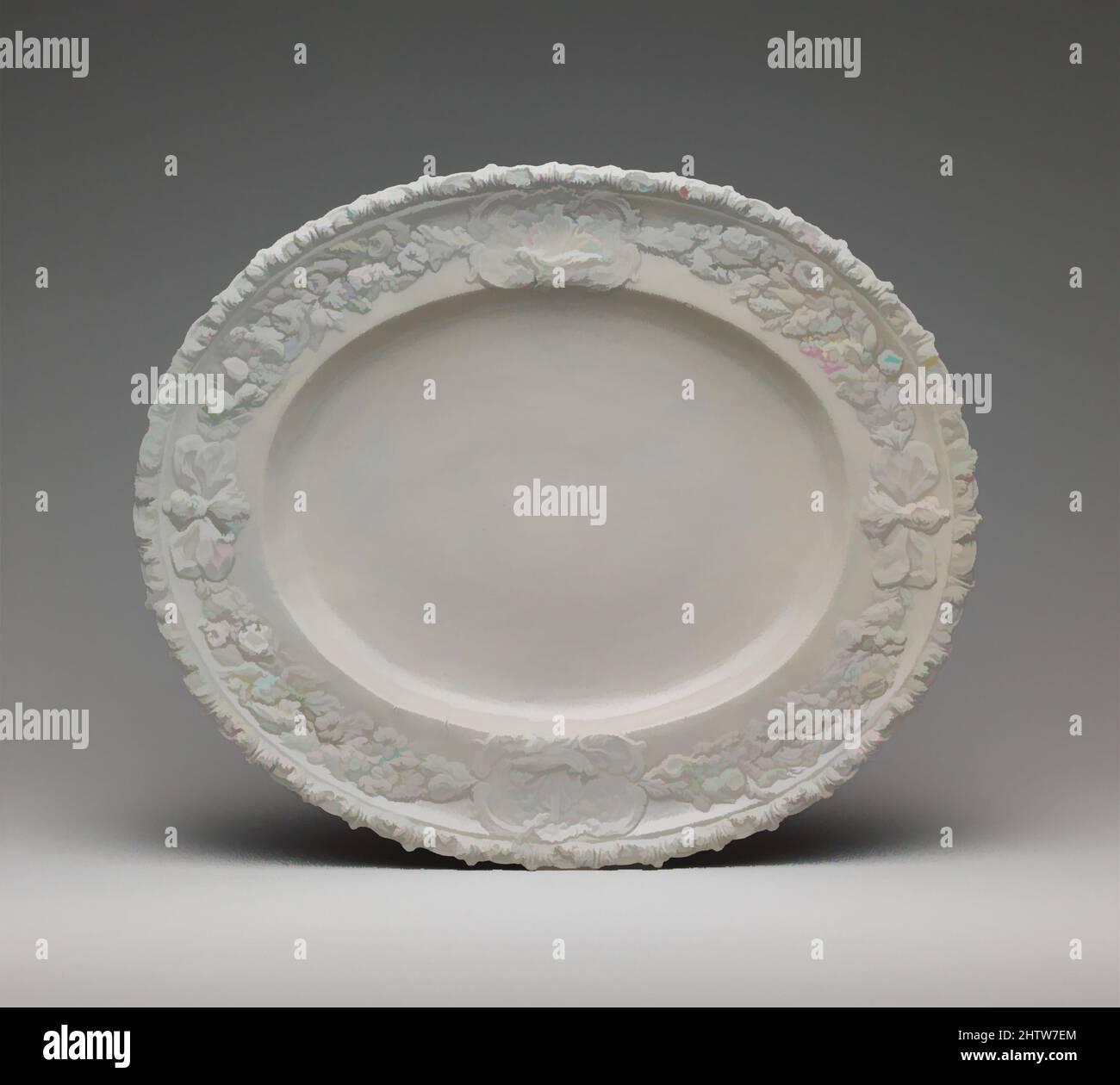 Arte ispirata a Platter, 1750–55, italiano, Firenze, porcellana a pasta dura, 13 7/16 x 11 1/8 poll. (34,1 x 28,3 cm), Ceramica-porcellana, opere classiche modernizzate da Artotop con un tuffo di modernità. Forme, colore e valore, impatto visivo accattivante sulle emozioni artistiche attraverso la libertà delle opere d'arte in modo contemporaneo. Un messaggio senza tempo che persegue una nuova direzione selvaggiamente creativa. Artisti che si rivolgono al supporto digitale e creano l'NFT Artotop Foto Stock