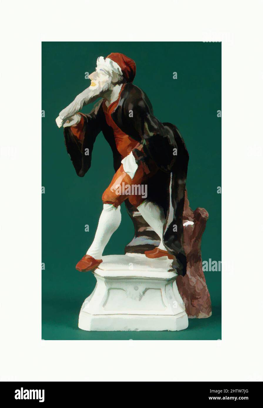 Arte ispirata da Pantaloon, ca. 1750–53, tedesco, Höchst, porcellana a pasta dura, altezza: 9 poll. (22,9 cm), Ceramica-porcellana, opere classiche modernizzate da Artotop con un tuffo di modernità. Forme, colore e valore, impatto visivo accattivante sulle emozioni artistiche attraverso la libertà delle opere d'arte in modo contemporaneo. Un messaggio senza tempo che persegue una nuova direzione selvaggiamente creativa. Artisti che si rivolgono al supporto digitale e creano l'NFT Artotop Foto Stock