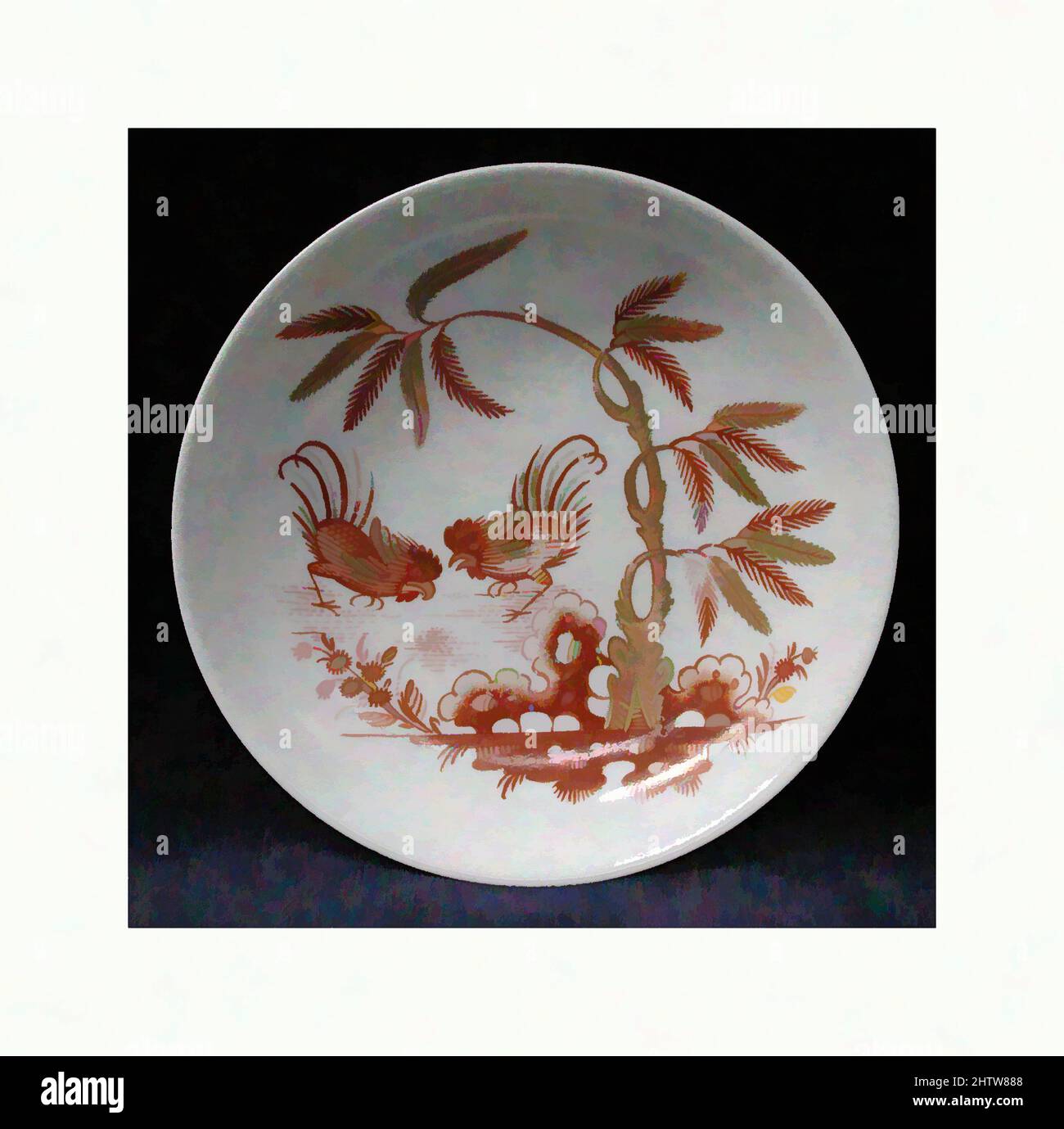 Arte ispirata a Saucer, 1760–70, italiano, Firenze, porcellana a pasta dura, Diametro: 5 1/8 poll. (13 cm), Ceramica-porcellana, opere classiche modernizzate da Artotop con un tuffo di modernità. Forme, colore e valore, impatto visivo accattivante sulle emozioni artistiche attraverso la libertà delle opere d'arte in modo contemporaneo. Un messaggio senza tempo che persegue una nuova direzione selvaggiamente creativa. Artisti che si rivolgono al supporto digitale e creano l'NFT Artotop Foto Stock