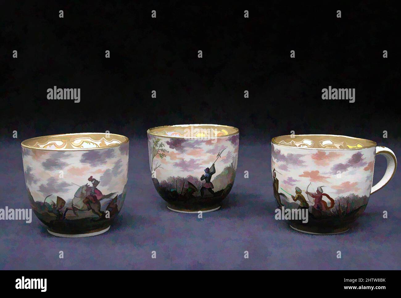 Art Inspired by Cup (parte di un servizio), 1743–59, Italiano, Napoli, porcellana Soft-paste, Altezza: 2 3/8 cm (6 cm), Ceramica-porcellana, opere classiche modernizzate da Artotop con un tuffo di modernità. Forme, colore e valore, impatto visivo accattivante sulle emozioni artistiche attraverso la libertà delle opere d'arte in modo contemporaneo. Un messaggio senza tempo che persegue una nuova direzione selvaggiamente creativa. Artisti che si rivolgono al supporto digitale e creano l'NFT Artotop Foto Stock