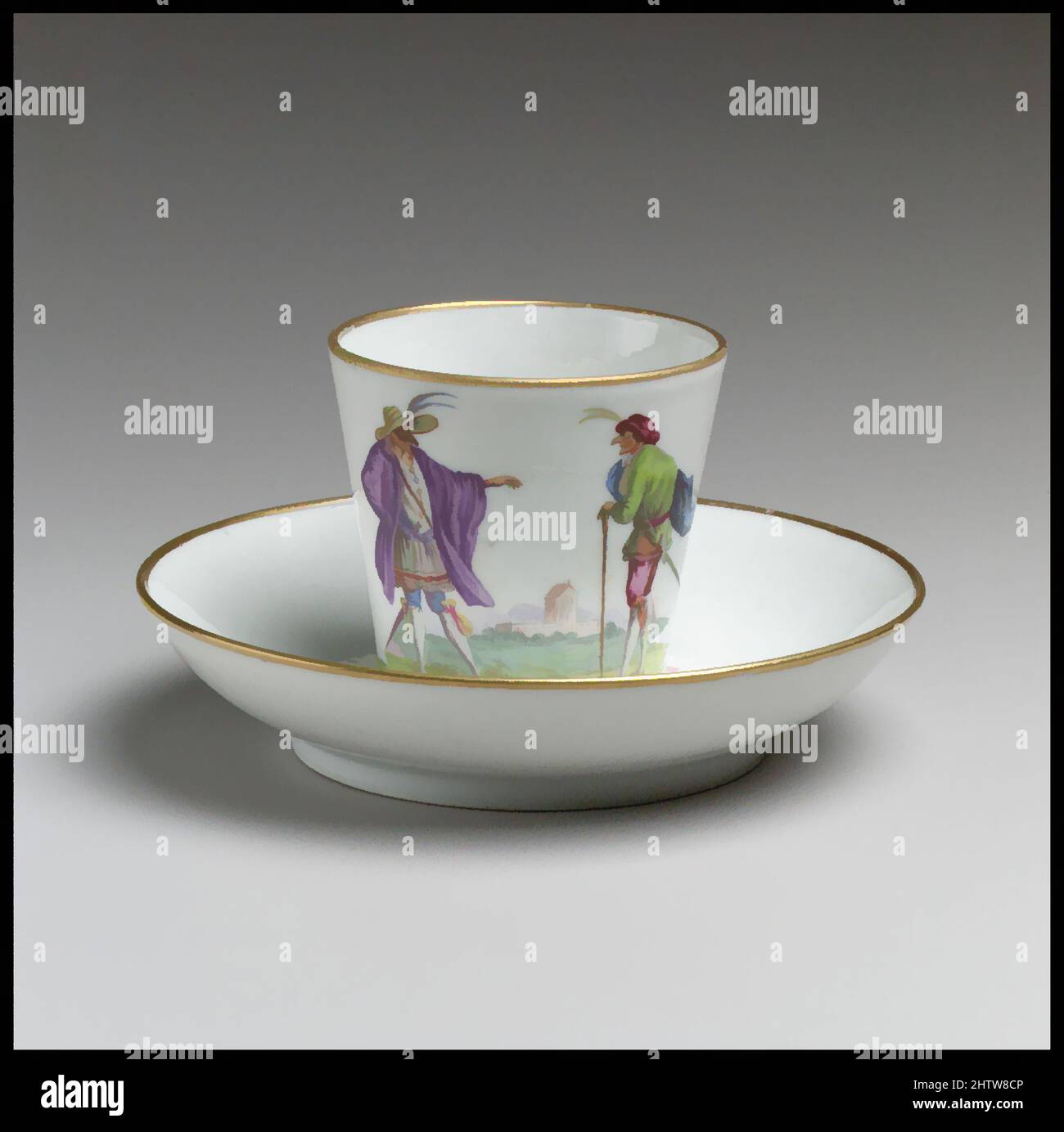 Arte ispirata da Beaker, ca. 1785–95, italiano, Napoli, porcellana a pasta morbida, altezza: 2 5/16 poll. (5,9 cm), Ceramica-porcellana, opere classiche modernizzate da Artotop con un tuffo di modernità. Forme, colore e valore, impatto visivo accattivante sulle emozioni artistiche attraverso la libertà delle opere d'arte in modo contemporaneo. Un messaggio senza tempo che persegue una nuova direzione selvaggiamente creativa. Artisti che si rivolgono al supporto digitale e creano l'NFT Artotop Foto Stock