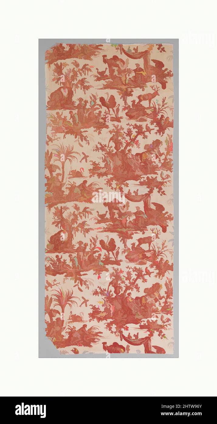 Arte ispirata a quattro parti del mondo, ca. 1788, Francese, Jouy-en-Josas, Cotton, L. 84 x W. 35 1/2 pollici, stampe tessili, opere classiche modernizzate da Artotop con un tuffo di modernità. Forme, colore e valore, impatto visivo accattivante sulle emozioni artistiche attraverso la libertà delle opere d'arte in modo contemporaneo. Un messaggio senza tempo che persegue una nuova direzione selvaggiamente creativa. Artisti che si rivolgono al supporto digitale e creano l'NFT Artotop Foto Stock