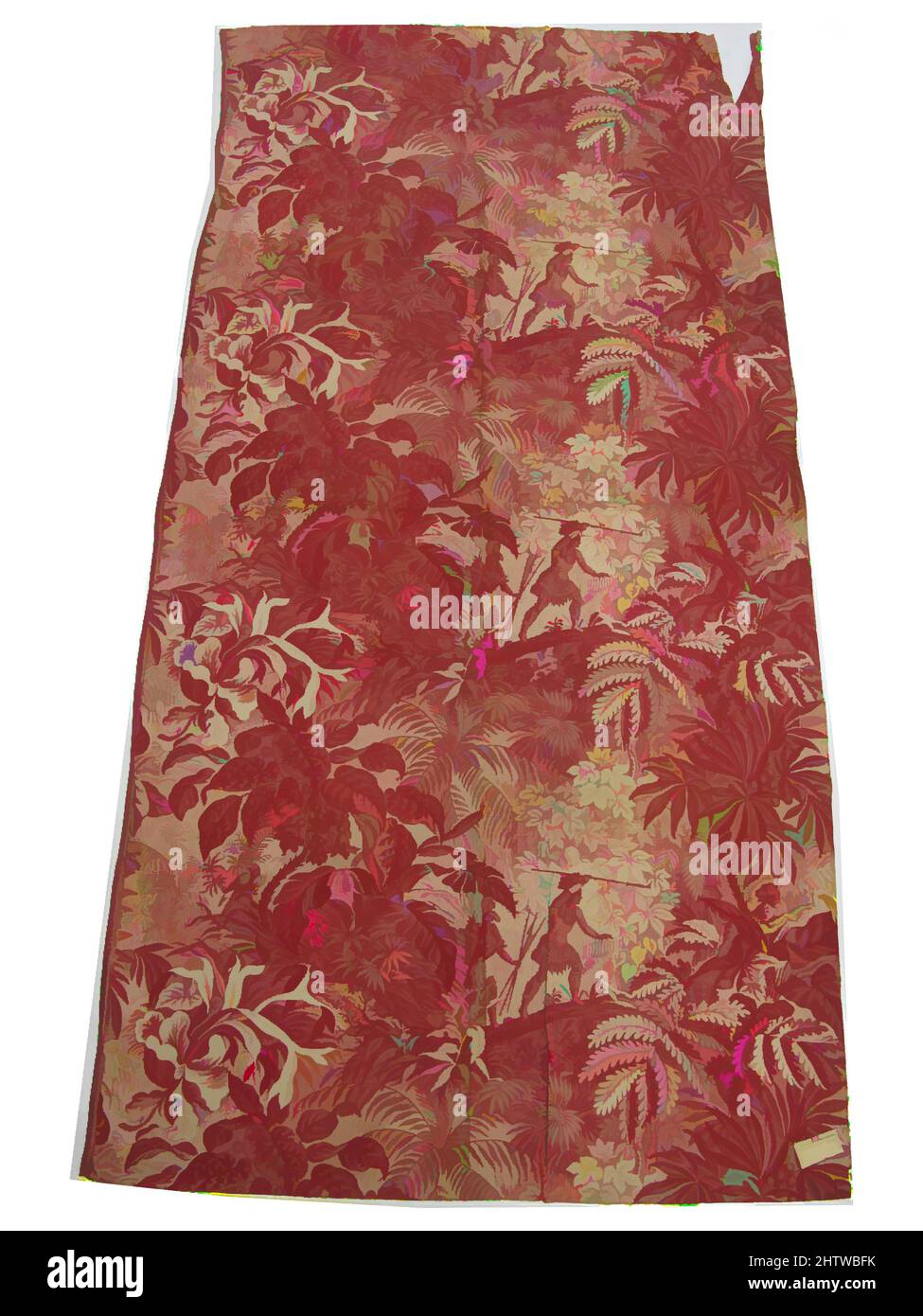 Arte ispirata alla scena della giungla, secondo trimestre del 19th secolo, francese, cotone, totale: 62 x 31 poll. (157,5 x 78,7 cm), stampe tessili, opere classiche modernizzate da Artotop con un tocco di modernità. Forme, colore e valore, impatto visivo accattivante sulle emozioni artistiche attraverso la libertà delle opere d'arte in modo contemporaneo. Un messaggio senza tempo che persegue una nuova direzione selvaggiamente creativa. Artisti che si rivolgono al supporto digitale e creano l'NFT Artotop Foto Stock