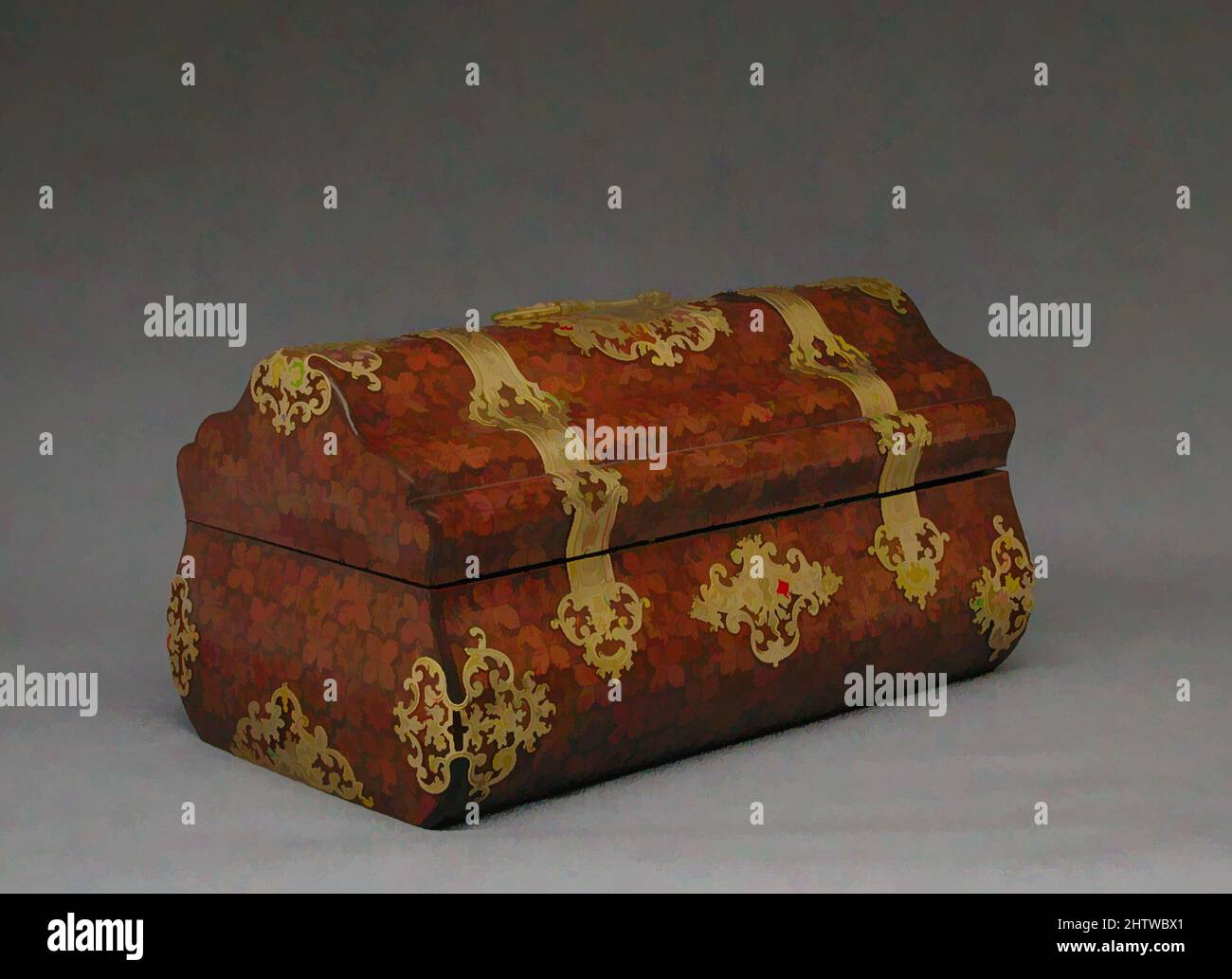 Arte ispirata a Box, ca. 1860, francese, legno impiallacciato con parquesia di tulipwood e kingwood, bronzo dorato, moderno rivestimento in seta rifinito con filo metallico, totale (confermato): 7 3/4 x 15 x 9" (19,7 x 38,1 x 22,9 cm), legno, visualizzazione di parquesie a forma di stella e supporti in bronzo dorato, opere classiche modernizzate da Artotop con un tuffo di modernità. Forme, colore e valore, impatto visivo accattivante sulle emozioni artistiche attraverso la libertà delle opere d'arte in modo contemporaneo. Un messaggio senza tempo che persegue una nuova direzione selvaggiamente creativa. Artisti che si rivolgono al supporto digitale e creano l'NFT Artotop Foto Stock Arte ispirata a Box, ca. 1860, francese, legno impiallacciato con parquesia di tulipwood e kingwood, bronzo dorato, moderno rivestimento in seta rifinito con filo metallico, totale (confermato): 7 3/4 x 15 x 9" (19,7 x 38,1 x 22,9 cm), legno, visualizzazione di parquesie a forma di stella e supporti in bronzo dorato, opere classiche modernizzate da Artotop con un tuffo di modernità. Forme, colore e valore, impatto visivo accattivante sulle emozioni artistiche attraverso la libertà delle opere d'arte in modo contemporaneo. Un messaggio senza tempo che persegue una nuova direzione selvaggiamente creativa. Artisti che si rivolgono al supporto digitale e creano l'NFT Artotop Foto Stock