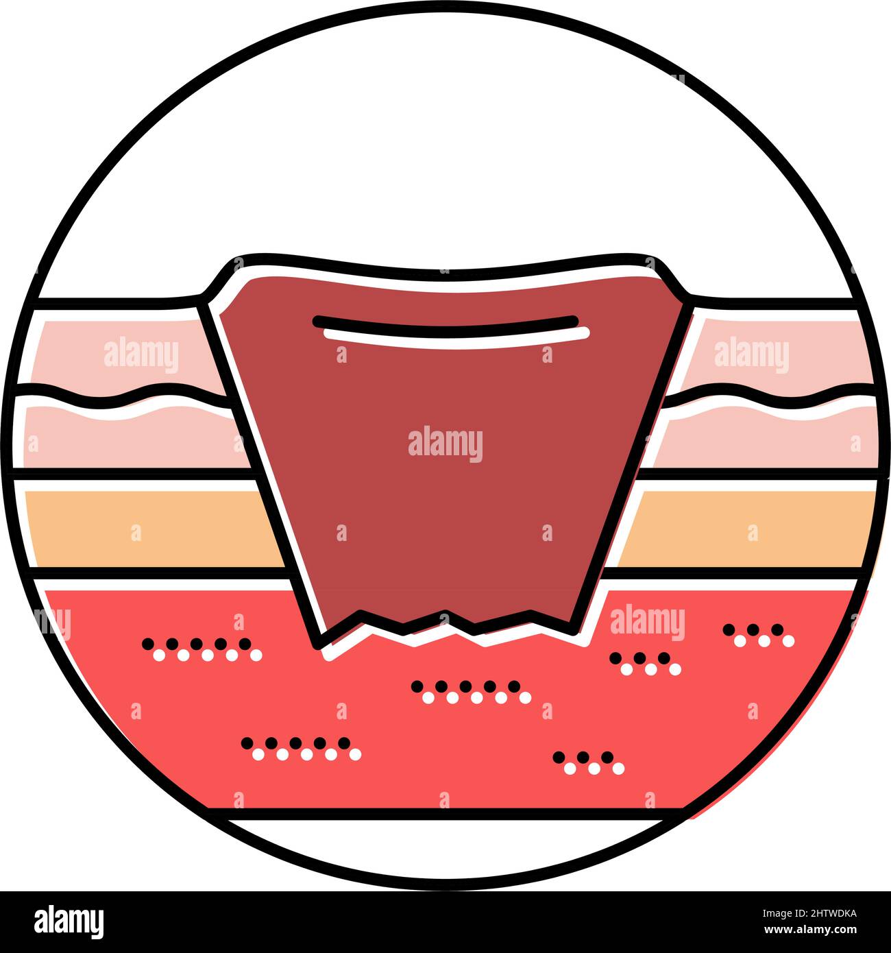 ulcere da pressione da letto malattia colore icona vettore illustrazione Illustrazione Vettoriale