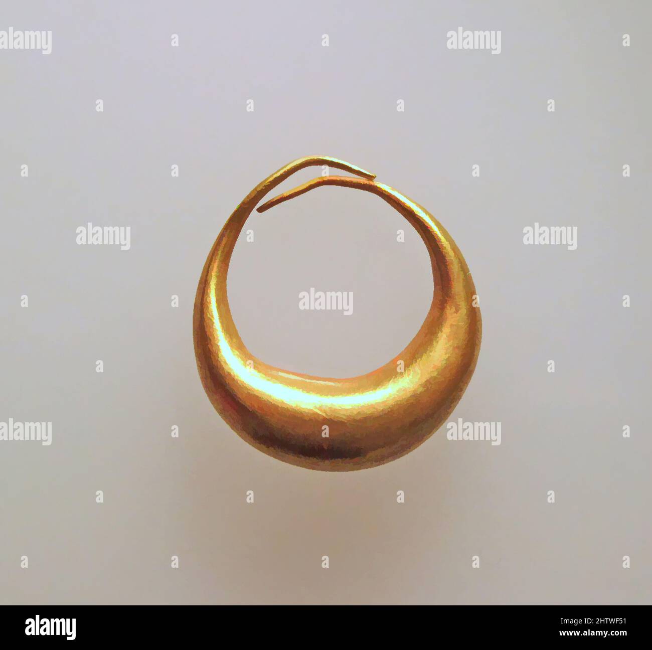 Arte ispirata a Orecchini di forma semplice, Cypriot, Oro, diametro: 3/4 x 1/4 poll. (1,9 x 0,6 cm), Oro e Argento, opere classiche modernizzate da Artotop con un tocco di modernità. Forme, colore e valore, impatto visivo accattivante sulle emozioni artistiche attraverso la libertà delle opere d'arte in modo contemporaneo. Un messaggio senza tempo che persegue una nuova direzione selvaggiamente creativa. Artisti che si rivolgono al supporto digitale e creano l'NFT Artotop Foto Stock