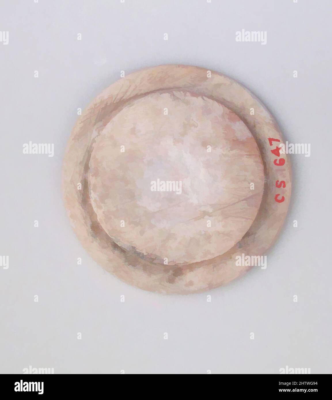 Arte ispirata da roundel, disco, osso ?, diametro: 1 15/16 x 1/4 poll. (4,9 x 0,6 cm, opere classiche modernizzate da Artotop con un tuffo di modernità. Forme, colore e valore, impatto visivo accattivante sulle emozioni artistiche attraverso la libertà delle opere d'arte in modo contemporaneo. Un messaggio senza tempo che persegue una nuova direzione selvaggiamente creativa. Artisti che si rivolgono al supporto digitale e creano l'NFT Artotop Foto Stock