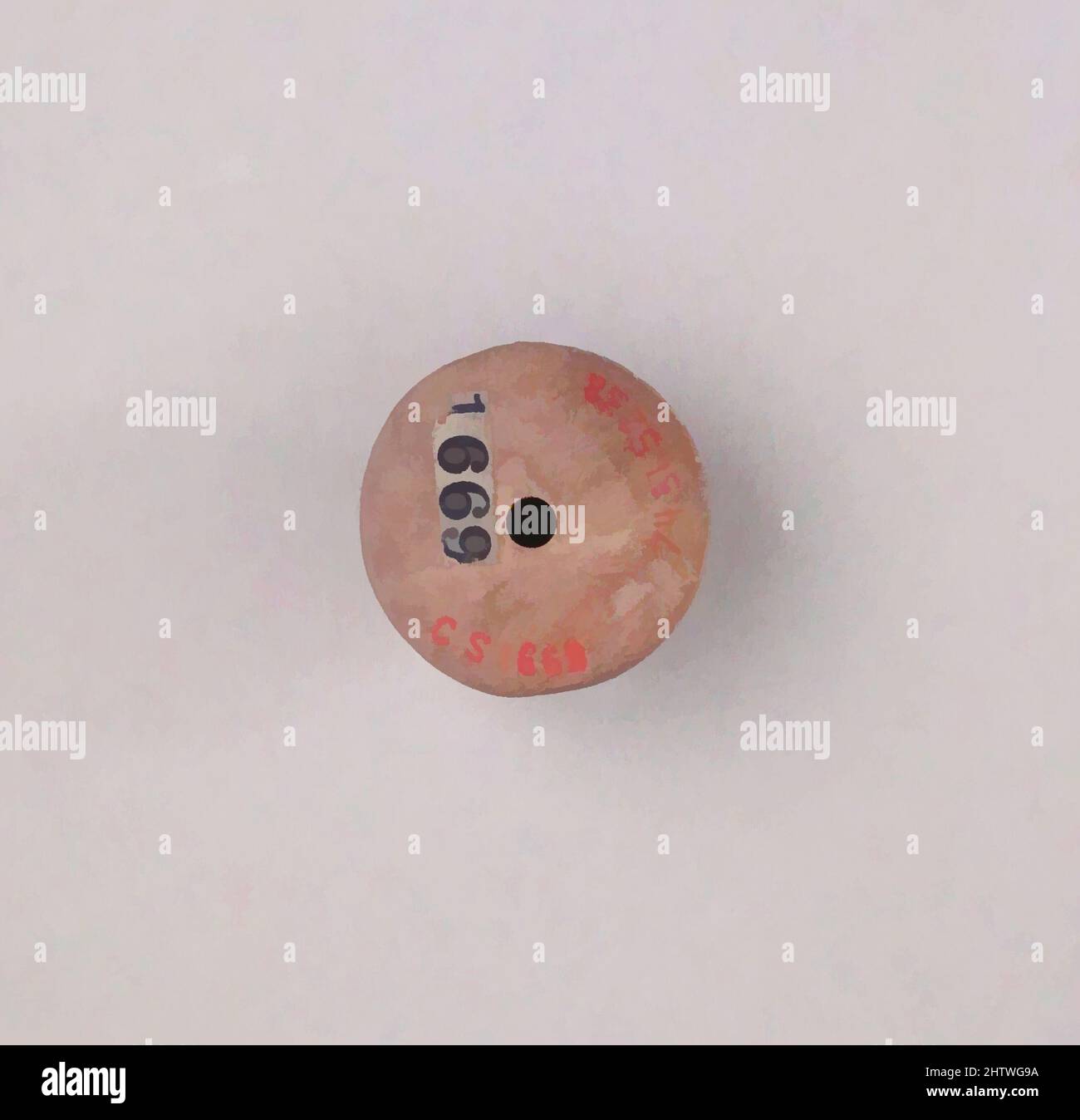 Arte ispirata da whorl mandrino, cipriota, osso ?, diametro: 13/16 poll. (2,1 cm, opere classiche modernizzate da Artotop con un tuffo di modernità. Forme, colore e valore, impatto visivo accattivante sulle emozioni artistiche attraverso la libertà delle opere d'arte in modo contemporaneo. Un messaggio senza tempo che persegue una nuova direzione selvaggiamente creativa. Artisti che si rivolgono al supporto digitale e creano l'NFT Artotop Foto Stock