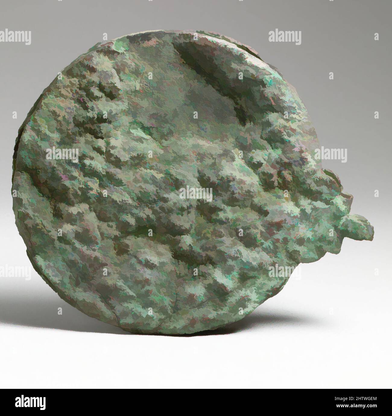 Arte ispirata da Mirror, 6th secolo a.C., greco, cipriota, Bronzo, Altro: 5 7/8in. (14,9cm), Bronzi, opere classiche modernizzate da Artotop con un tuffo di modernità. Forme, colore e valore, impatto visivo accattivante sulle emozioni artistiche attraverso la libertà delle opere d'arte in modo contemporaneo. Un messaggio senza tempo che persegue una nuova direzione selvaggiamente creativa. Artisti che si rivolgono al supporto digitale e creano l'NFT Artotop Foto Stock