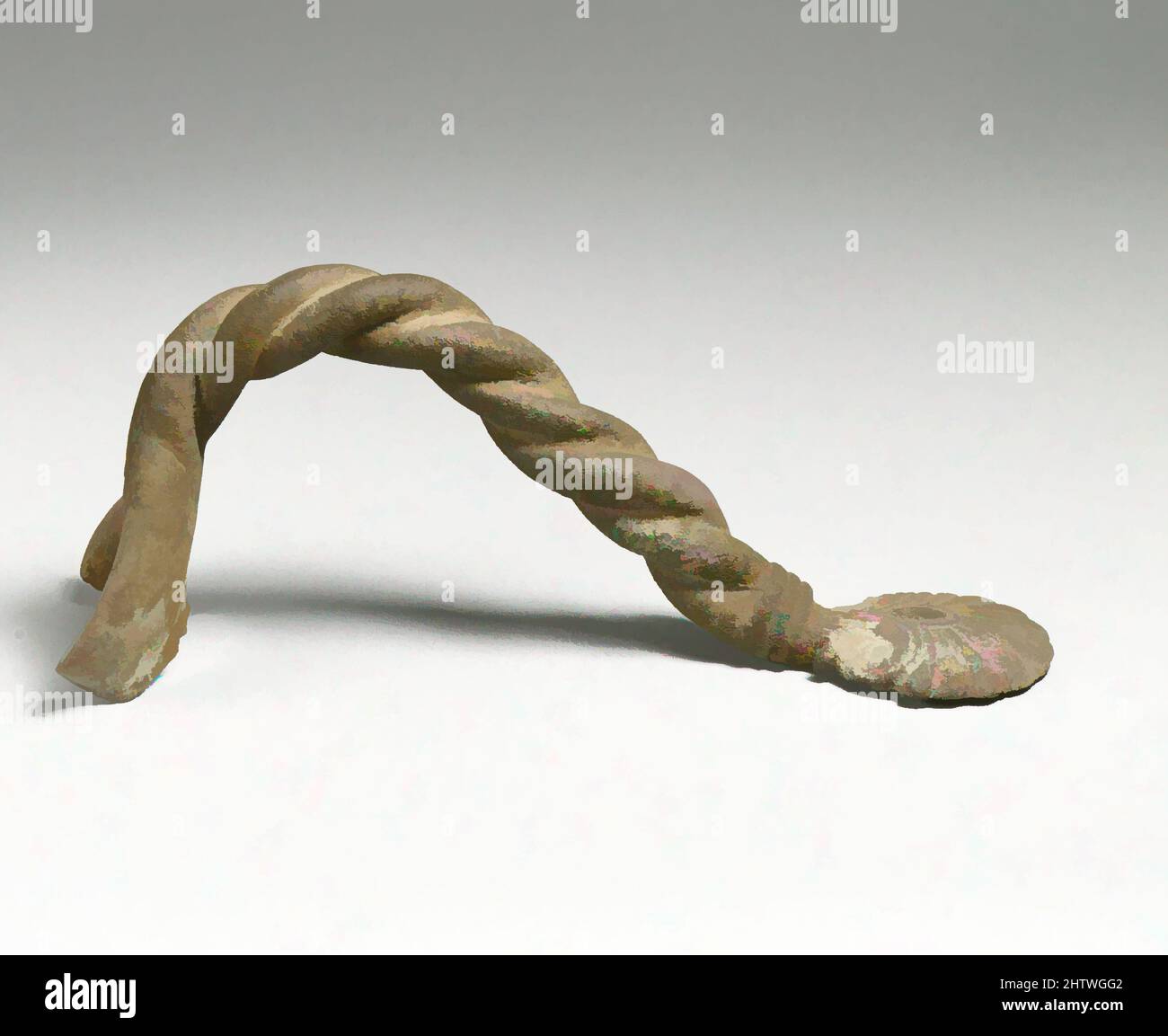 Arte ispirata dal manico di una brocca, 6th secolo a.C., cipriota, Bronzo, altro: 7 1/8in. (18,1cm), Bronzi, opere classiche modernizzate da Artotop con un tuffo di modernità. Forme, colore e valore, impatto visivo accattivante sulle emozioni artistiche attraverso la libertà delle opere d'arte in modo contemporaneo. Un messaggio senza tempo che persegue una nuova direzione selvaggiamente creativa. Artisti che si rivolgono al supporto digitale e creano l'NFT Artotop Foto Stock