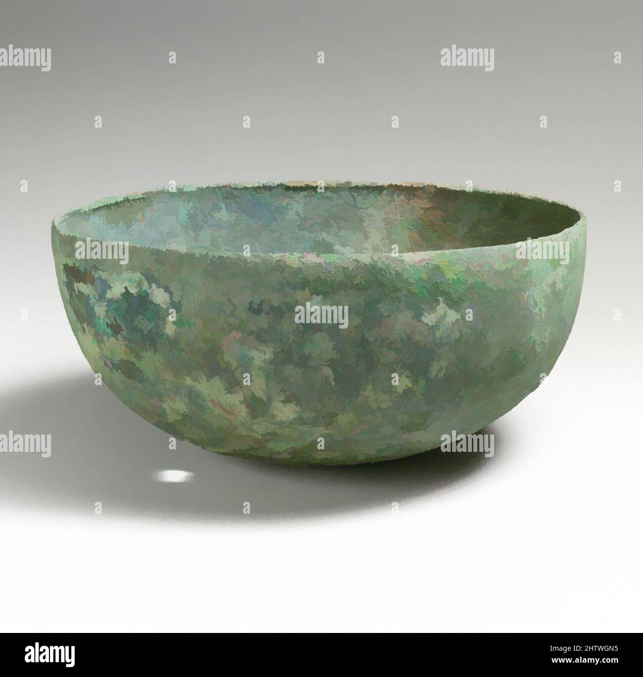 Arte ispirata da Bowl, Cypriot, Bronzo, 2 15/16in. (7,5cm), Bronzi, opere classiche modernizzate da Artotop con un tuffo di modernità. Forme, colore e valore, impatto visivo accattivante sulle emozioni artistiche attraverso la libertà delle opere d'arte in modo contemporaneo. Un messaggio senza tempo che persegue una nuova direzione selvaggiamente creativa. Artisti che si rivolgono al supporto digitale e creano l'NFT Artotop Foto Stock