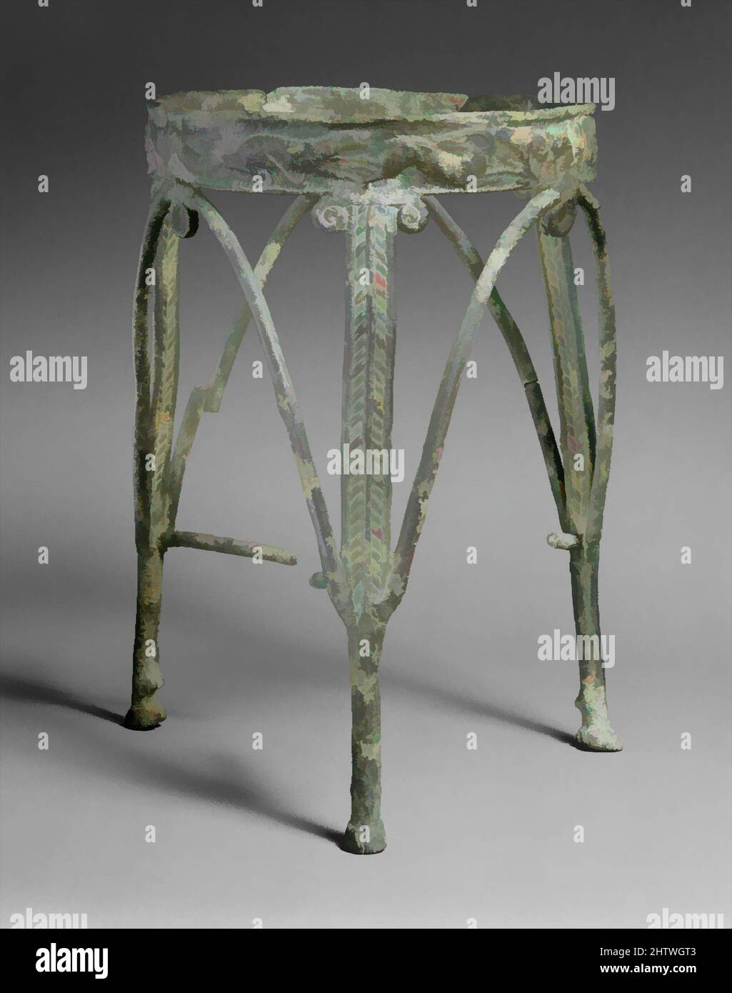 Arte ispirata al treppiede con asta di bronzo, età del Bronzo tardo, ca. 1250–1050 a.C., Cypriot, Bronzo, H. 14 3/4 poll. (37,5 cm), Bronzi, cavalletti di bronzo e altri supporti di navi di Cipro rappresentano alcuni dei più raffinati metalli prodotti nel Mediterraneo orientale alla fine della tarda età del bronzo, opere classiche modernizzate da Artotop con un tuffo di modernità. Forme, colore e valore, impatto visivo accattivante sulle emozioni artistiche attraverso la libertà delle opere d'arte in modo contemporaneo. Un messaggio senza tempo che persegue una nuova direzione selvaggiamente creativa. Artisti che si rivolgono al supporto digitale e creano l'NFT Artotop Foto Stock Arte ispirata al treppiede con asta di bronzo, età del Bronzo tardo, ca. 1250–1050 a.C., Cypriot, Bronzo, H. 14 3/4 poll. (37,5 cm), Bronzi, cavalletti di bronzo e altri supporti di navi di Cipro rappresentano alcuni dei più raffinati metalli prodotti nel Mediterraneo orientale alla fine della tarda età del bronzo, opere classiche modernizzate da Artotop con un tuffo di modernità. Forme, colore e valore, impatto visivo accattivante sulle emozioni artistiche attraverso la libertà delle opere d'arte in modo contemporaneo. Un messaggio senza tempo che persegue una nuova direzione selvaggiamente creativa. Artisti che si rivolgono al supporto digitale e creano l'NFT Artotop Foto Stock