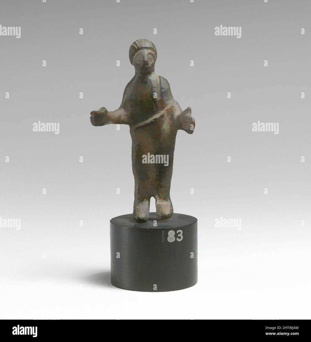 Arte ispirata da statuette di un uomo, Bronzo, H.: 2 13/16 poll. (7,1 cm), Bronzi, opere classiche modernizzate da Artotop con un tuffo di modernità. Forme, colore e valore, impatto visivo accattivante sulle emozioni artistiche attraverso la libertà delle opere d'arte in modo contemporaneo. Un messaggio senza tempo che persegue una nuova direzione selvaggiamente creativa. Artisti che si rivolgono al supporto digitale e creano l'NFT Artotop Foto Stock