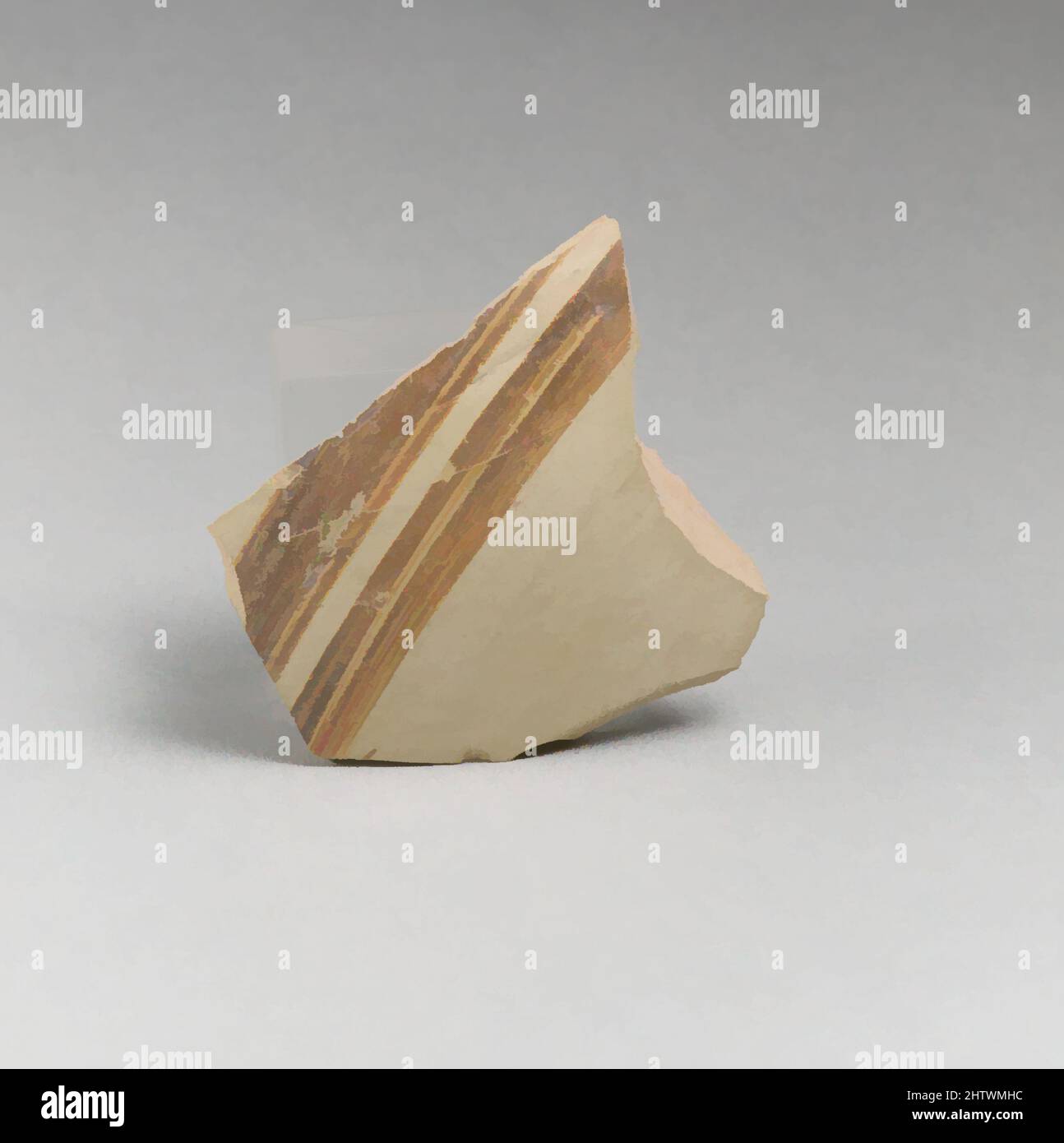 Arte ispirata da Vase Fragment, Late Elladic IIIA, ca. 1400–1300 a.C., miceneo, terracotta, 2 x 2 5/16 x 3/16 pollici (5,1 x 5,8 x 0,5 cm), vasi, opere classiche modernizzate da Artotop con un tocco di modernità. Forme, colore e valore, impatto visivo accattivante sulle emozioni artistiche attraverso la libertà delle opere d'arte in modo contemporaneo. Un messaggio senza tempo che persegue una nuova direzione selvaggiamente creativa. Artisti che si rivolgono al supporto digitale e creano l'NFT Artotop Foto Stock