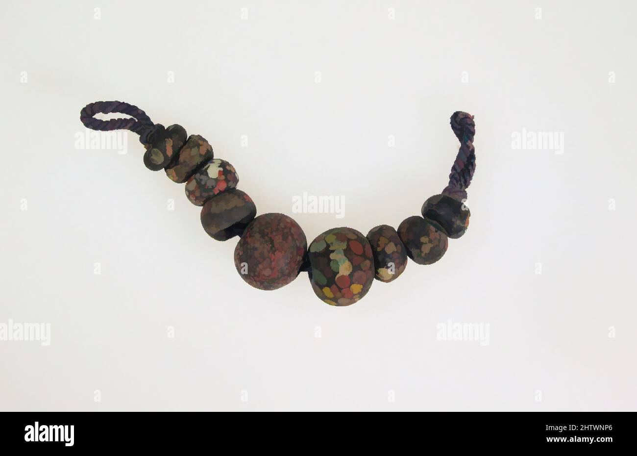 Arte ispirata da Beads, 9, Roman, Glass, altri: 4 1/8 poll. (10,5 cm), vetro, nove perle, la maggior parte con spot multicolore, opere classiche modernizzate da Artotop con un tuffo di modernità. Forme, colore e valore, impatto visivo accattivante sulle emozioni artistiche attraverso la libertà delle opere d'arte in modo contemporaneo. Un messaggio senza tempo che persegue una nuova direzione selvaggiamente creativa. Artisti che si rivolgono al supporto digitale e creano l'NFT Artotop Foto Stock