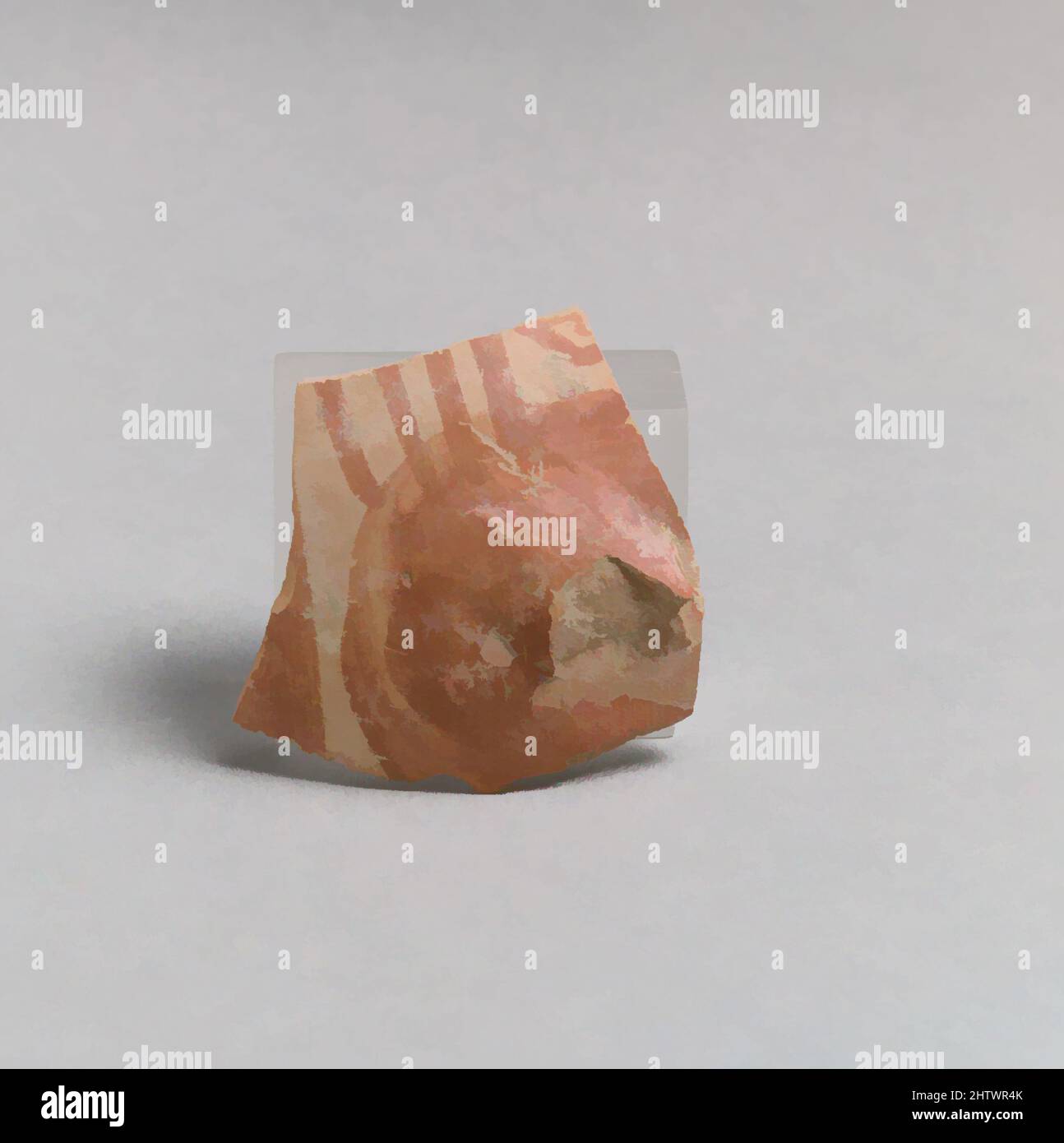 Arte ispirata da Vase Fragment, Elladico, Greco, Laconiano, Terracotta, 1 13/16 x 1 9/16in. (4,6 x 4cm), vasi, opere classiche modernizzate da Artotop con un tuffo di modernità. Forme, colore e valore, impatto visivo accattivante sulle emozioni artistiche attraverso la libertà delle opere d'arte in modo contemporaneo. Un messaggio senza tempo che persegue una nuova direzione selvaggiamente creativa. Artisti che si rivolgono al supporto digitale e creano l'NFT Artotop Foto Stock