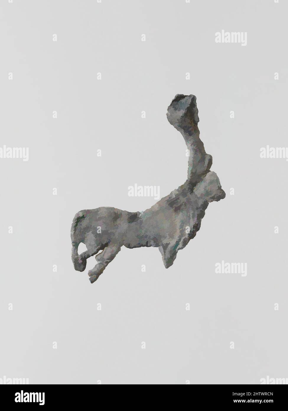Arte ispirata da statuette di un toro, greco, laconico, piombo, altezza: 1 7/16 poll. (3,7 cm), varie-piombo, opere classiche modernizzate da Artotop con un tuffo di modernità. Forme, colore e valore, impatto visivo accattivante sulle emozioni artistiche attraverso la libertà delle opere d'arte in modo contemporaneo. Un messaggio senza tempo che persegue una nuova direzione selvaggiamente creativa. Artisti che si rivolgono al supporto digitale e creano l'NFT Artotop Foto Stock