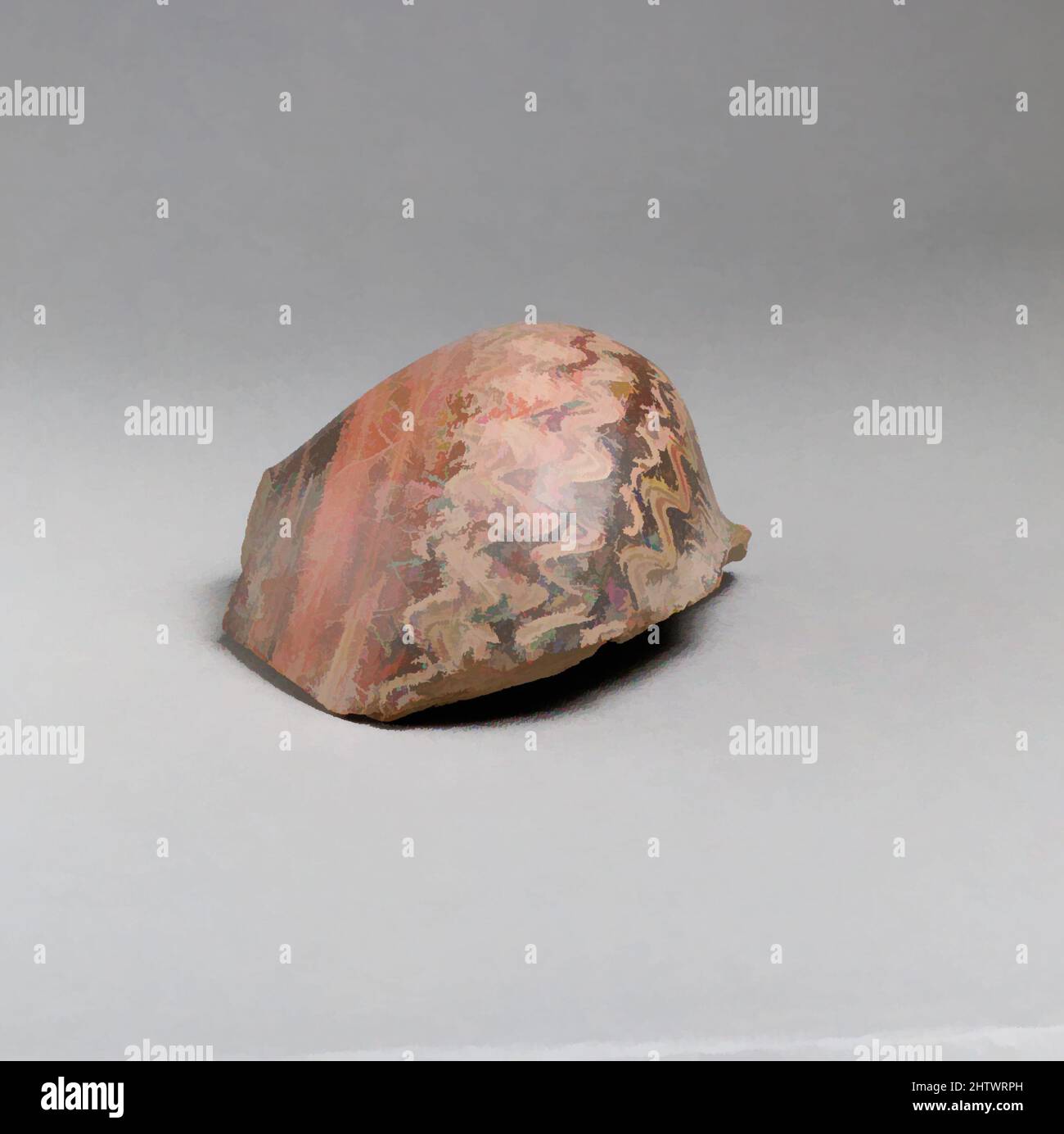 Arte ispirata da Vase Fragment, Greco Orientale, Terracotta, h 3 x 3 5/16in. (7,6 x 8,4cm), vasi, opere classiche modernizzate da Artotop con un tuffo di modernità. Forme, colore e valore, impatto visivo accattivante sulle emozioni artistiche attraverso la libertà delle opere d'arte in modo contemporaneo. Un messaggio senza tempo che persegue una nuova direzione selvaggiamente creativa. Artisti che si rivolgono al supporto digitale e creano l'NFT Artotop Foto Stock