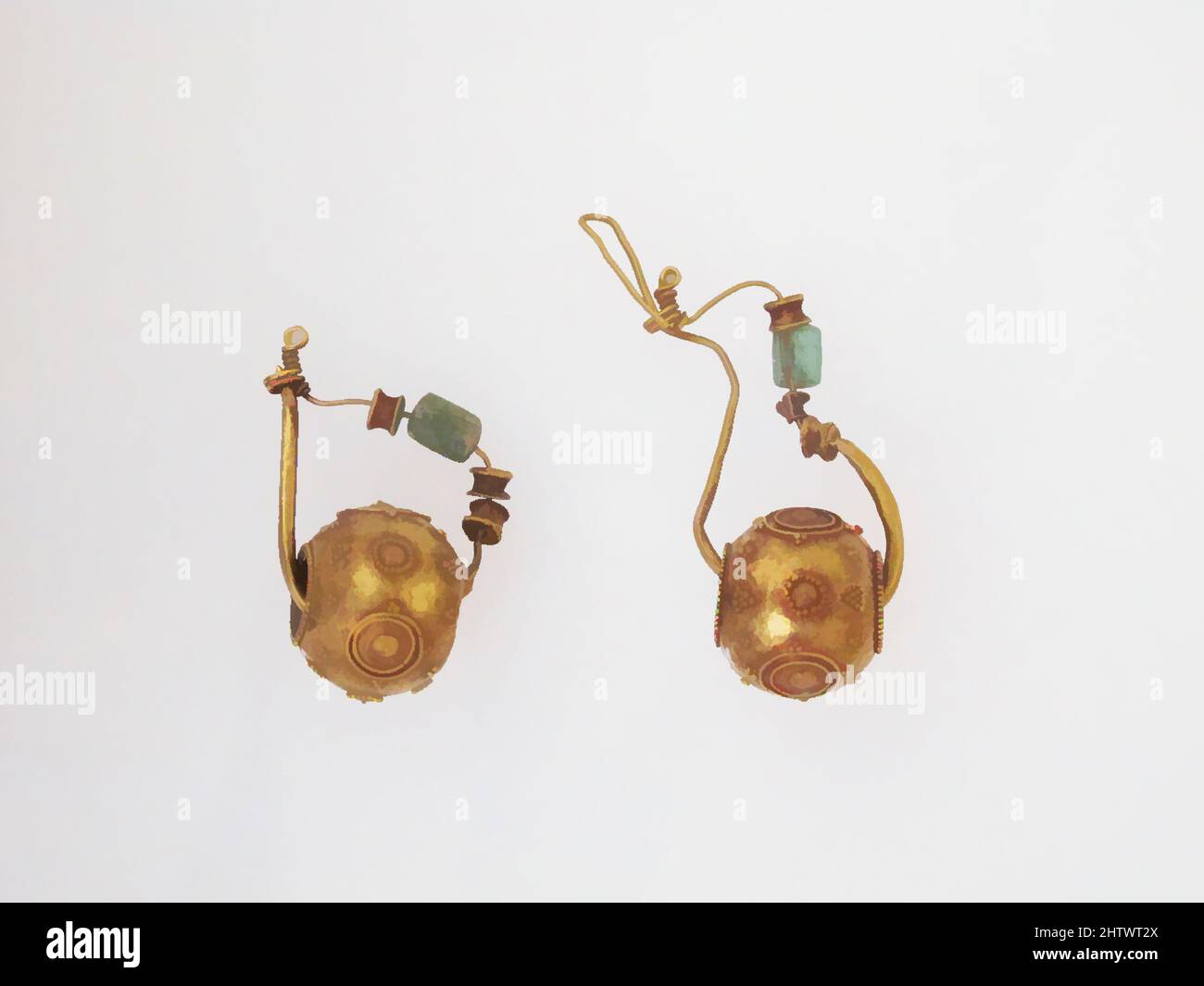 Art Inspired by Earring with Beads, Gold, Other: 7/8 x 11/16 x 1 7/16 poll. (2,2 x 1,7 x 3,6 cm), Oro e Argento, opere classiche modernizzate da Artotop con un tocco di modernità. Forme, colore e valore, impatto visivo accattivante sulle emozioni artistiche attraverso la libertà delle opere d'arte in modo contemporaneo. Un messaggio senza tempo che persegue una nuova direzione selvaggiamente creativa. Artisti che si rivolgono al supporto digitale e creano l'NFT Artotop Foto Stock