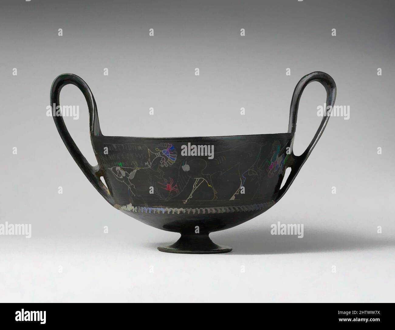 Arte ispirata a terracotta kantharos, Arcaico, 7th secolo a.C., Etrusco, terracotta, H. 18,39 cm., vasi, opere classiche modernizzate da Artotop con un tuffo di modernità. Forme, colore e valore, impatto visivo accattivante sulle emozioni artistiche attraverso la libertà delle opere d'arte in modo contemporaneo. Un messaggio senza tempo che persegue una nuova direzione selvaggiamente creativa. Artisti che si rivolgono al supporto digitale e creano l'NFT Artotop Foto Stock