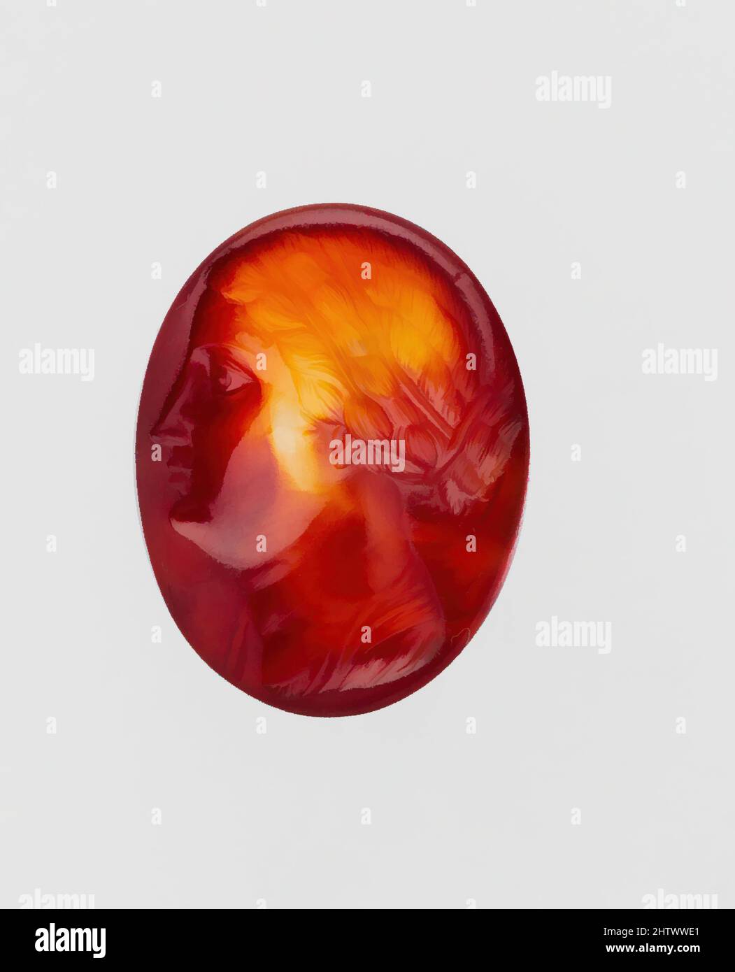 Arte di ispirazione ovale carneliana, ellenistica, 3rd secolo a.C., greca, carneliana, H.: 1 7/16 poll. (3,6 cm), Gemme, ritratto di una donna, forse Arsinoe II, opere classiche modernizzate da Artotop con un tuffo di modernità. Forme, colore e valore, impatto visivo accattivante sulle emozioni artistiche attraverso la libertà delle opere d'arte in modo contemporaneo. Un messaggio senza tempo che persegue una nuova direzione selvaggiamente creativa. Artisti che si rivolgono al supporto digitale e creano l'NFT Artotop Foto Stock