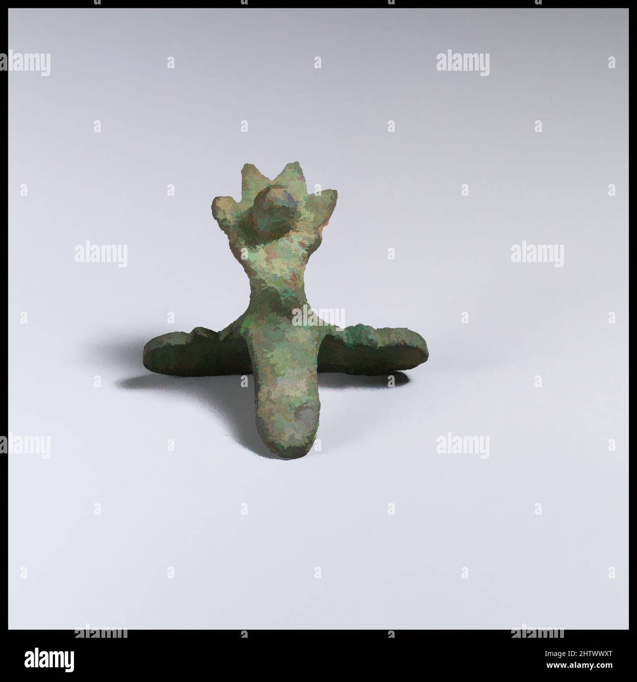 Arte ispirata da cista, piede, Bronzo, H. 5,11 cm., Bronzi, Opere classiche modernizzate da Artotop con un tocco di modernità. Forme, colore e valore, impatto visivo accattivante sulle emozioni artistiche attraverso la libertà delle opere d'arte in modo contemporaneo. Un messaggio senza tempo che persegue una nuova direzione selvaggiamente creativa. Artisti che si rivolgono al supporto digitale e creano l'NFT Artotop Foto Stock