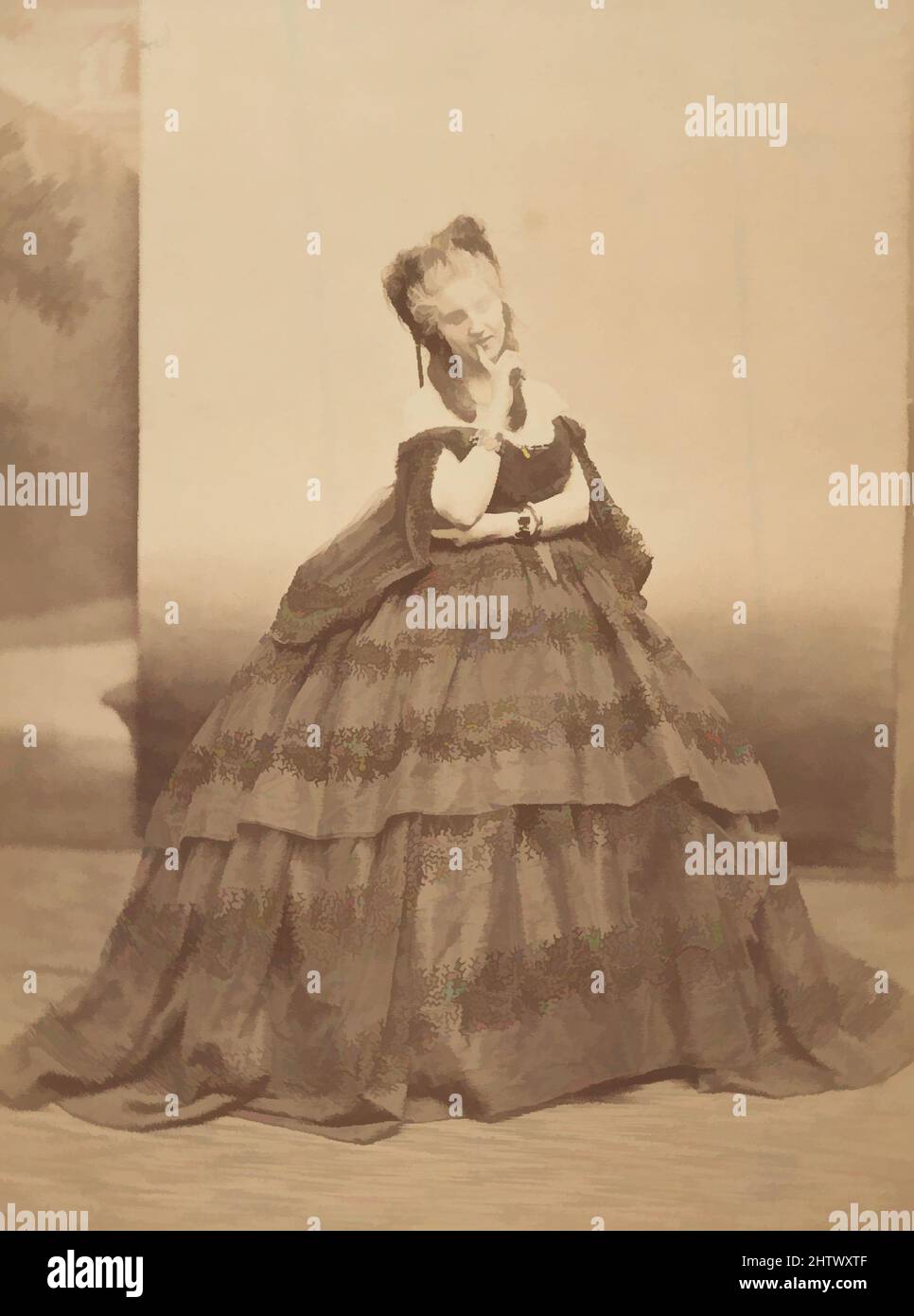 Arte ispirata a Livetta, 1860s, stampa in argento albume da vetro negativo, fotografie, Pierre-Louis Pierson (francese, 1822–1913, opere classiche modernizzate da Artotop con un tuffo di modernità. Forme, colore e valore, impatto visivo accattivante sulle emozioni artistiche attraverso la libertà delle opere d'arte in modo contemporaneo. Un messaggio senza tempo che persegue una nuova direzione selvaggiamente creativa. Artisti che si rivolgono al supporto digitale e creano l'NFT Artotop Foto Stock