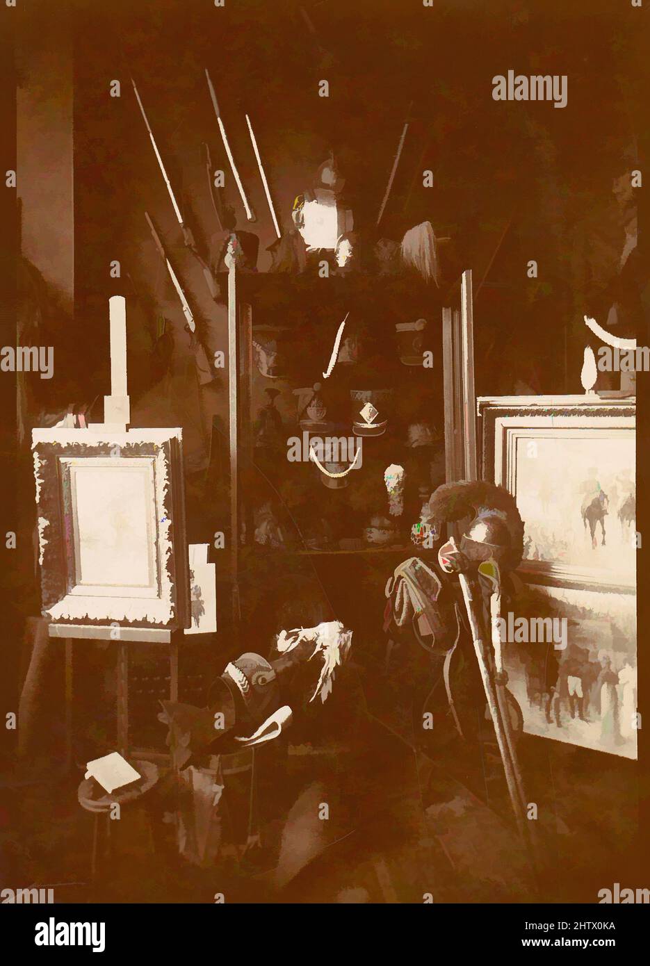 Arte ispirata dalla collezione di manufatti militari, 1880s, stampa in argento albume, fotografie, ignoto, Opere classiche modernizzate da Artotop con un tocco di modernità. Forme, colore e valore, impatto visivo accattivante sulle emozioni artistiche attraverso la libertà delle opere d'arte in modo contemporaneo. Un messaggio senza tempo che persegue una nuova direzione selvaggiamente creativa. Artisti che si rivolgono al supporto digitale e creano l'NFT Artotop Foto Stock