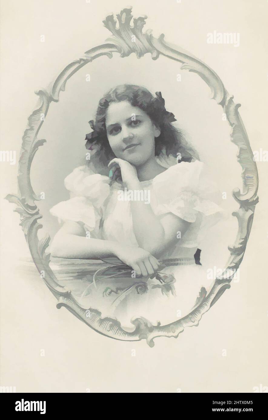 Arte ispirata a Alice Raphael, 1890s, stampa in argento gelatina, 14,9 x 10,0 cm. (5 7/8 x 3 15/16 pollici), fotografie, Aimé Dupont (americano, 1842–1900, opere classiche modernizzate da Artotop con un tuffo di modernità. Forme, colore e valore, impatto visivo accattivante sulle emozioni artistiche attraverso la libertà delle opere d'arte in modo contemporaneo. Un messaggio senza tempo che persegue una nuova direzione selvaggiamente creativa. Artisti che si rivolgono al supporto digitale e creano l'NFT Artotop Foto Stock