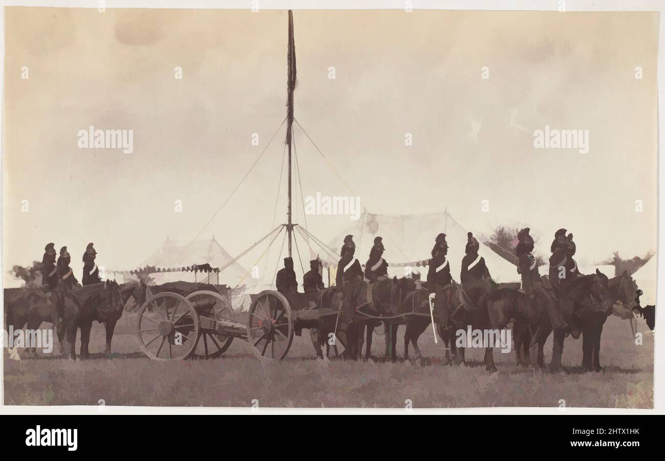 Art Inspired by Bengala Horse Artillery,1860, 1860, albumen silver print, Image: 11,3 x 18,6 cm (4 7/16 x 7 5/16 in.), Photographs, Unknown, Classic works Modernized by Artotop with a splash of modernity. Forme, colore e valore, impatto visivo accattivante sulle emozioni artistiche attraverso la libertà delle opere d'arte in modo contemporaneo. Un messaggio senza tempo che persegue una nuova direzione selvaggiamente creativa. Artisti che si rivolgono al supporto digitale e creano l'NFT Artotop Foto Stock