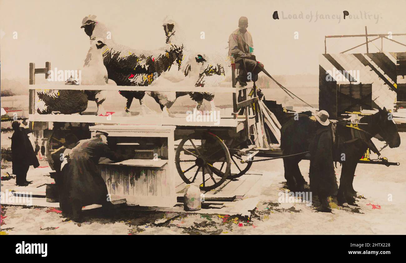 Art Inspired by A Load of Fancy Poultry, 1909, gelatine silver print, Image: 8,4 x 14 cm (3 5/16 x 5 1/2 in.), Photographs, William H. Martin (American, 1865–1940), la cartolina da favola era un genere unico americano che fiorì nel Midwest tra il 1908 e il 1915. Le opere, Classic modernizzate da Artotop con un tuffo di modernità. Forme, colore e valore, impatto visivo accattivante sulle emozioni artistiche attraverso la libertà delle opere d'arte in modo contemporaneo. Un messaggio senza tempo che persegue una nuova direzione selvaggiamente creativa. Artisti che si rivolgono al supporto digitale e creano l'NFT Artotop Foto Stock