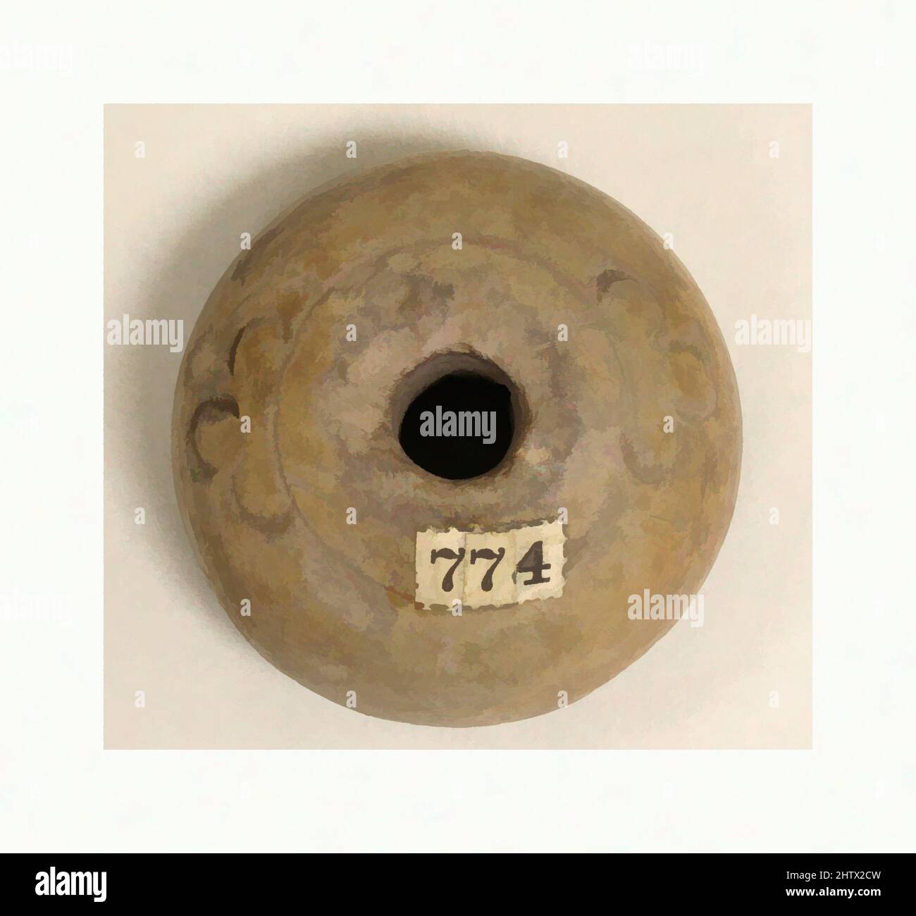 Arte ispirata da fusn whorl, 10th–inizio 16th secolo, Messico, Mesoamerica, messicano, Ceramica, diametro 1-21/32 in., Ceramica-attrezzi, opere classiche modernizzate da Artotop con un tuffo di modernità. Forme, colore e valore, impatto visivo accattivante sulle emozioni artistiche attraverso la libertà delle opere d'arte in modo contemporaneo. Un messaggio senza tempo che persegue una nuova direzione selvaggiamente creativa. Artisti che si rivolgono al supporto digitale e creano l'NFT Artotop Foto Stock