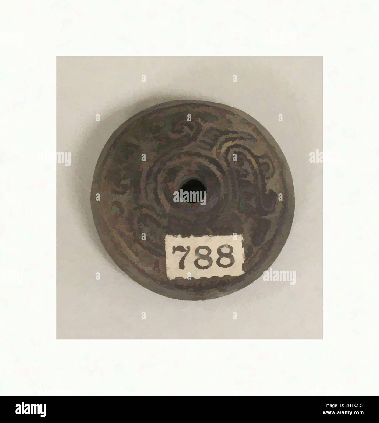 Arte ispirata da fusn whorl, 10th–inizio 16th secolo, Messico, Mesoamerica, messicano, Ceramica, diametro 1-1/10 in., Ceramica-attrezzi, opere classiche modernizzate da Artotop con un tuffo di modernità. Forme, colore e valore, impatto visivo accattivante sulle emozioni artistiche attraverso la libertà delle opere d'arte in modo contemporaneo. Un messaggio senza tempo che persegue una nuova direzione selvaggiamente creativa. Artisti che si rivolgono al supporto digitale e creano l'NFT Artotop Foto Stock