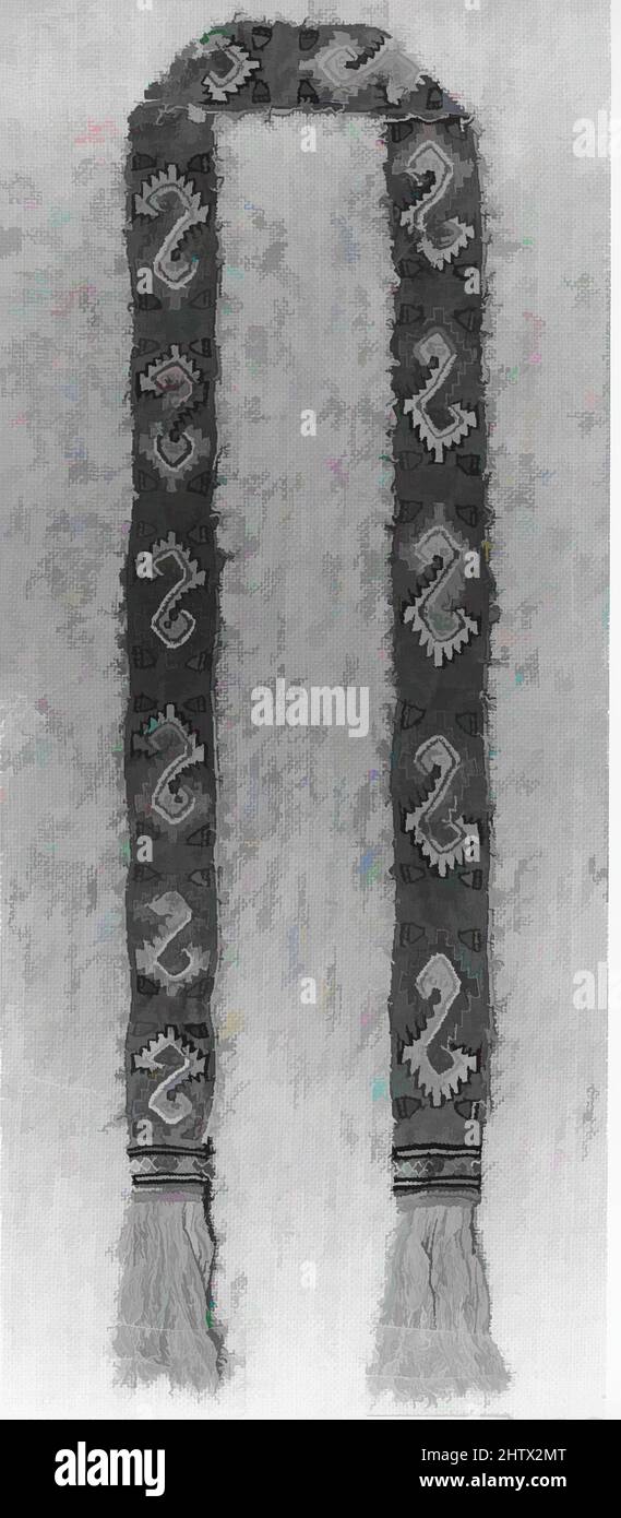 Arte ispirata da Sash, 10th–15th secolo, Perù, Chimú, capelli camelidi, Totale: 3 x 76 poll. (7,62 x 193,04 cm), tessuti-tessuti, opere classiche modernizzate da Artotop con un tuffo di modernità. Forme, colore e valore, impatto visivo accattivante sulle emozioni artistiche attraverso la libertà delle opere d'arte in modo contemporaneo. Un messaggio senza tempo che persegue una nuova direzione selvaggiamente creativa. Artisti che si rivolgono al supporto digitale e creano l'NFT Artotop Foto Stock