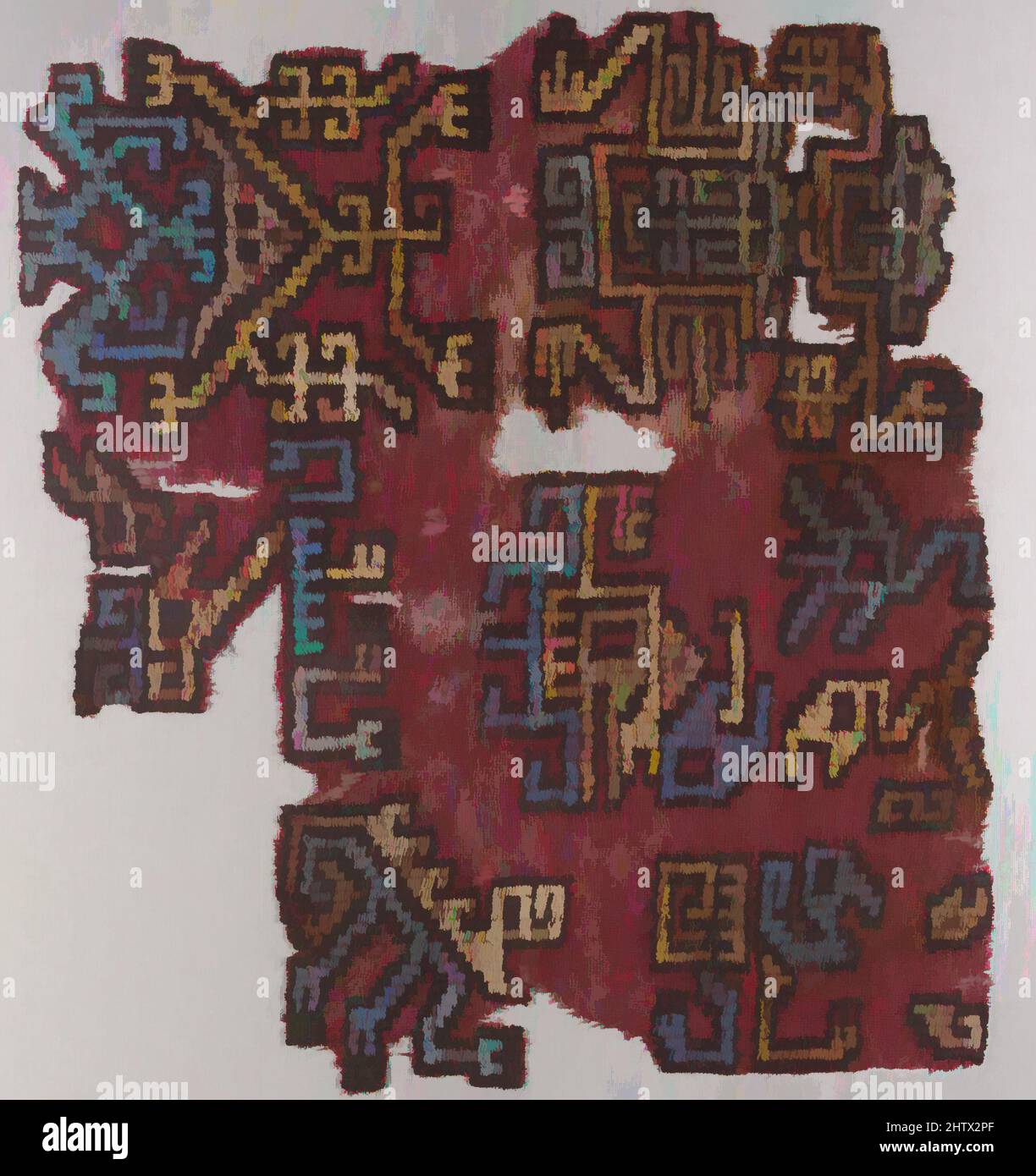 Arte ispirata al frammento ricamato, 7th secolo, Perù, Rio Grande de Nasca, Nasca, capelli camelidi, totale: 12 1/2 x 14 1/4 pollici (31,75 x 36,2 cm), tessuti-tessuti, opere classiche modernizzate da Artotop con un tuffo di modernità. Forme, colore e valore, impatto visivo accattivante sulle emozioni artistiche attraverso la libertà delle opere d'arte in modo contemporaneo. Un messaggio senza tempo che persegue una nuova direzione selvaggiamente creativa. Artisti che si rivolgono al supporto digitale e creano l'NFT Artotop Foto Stock