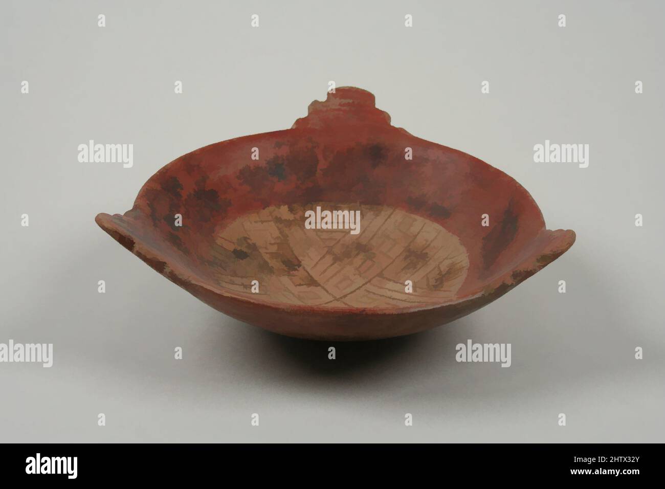 Arte ispirata da Bowl con tre alette, 7th–4th secolo a.C., Perù, Paracas, Ceramica, Slittamento totale: 2 poll. (5,08 cm), Ceramics-Containers, opere classiche modernizzate da Artotop con un tuffo di modernità. Forme, colore e valore, impatto visivo accattivante sulle emozioni artistiche attraverso la libertà delle opere d'arte in modo contemporaneo. Un messaggio senza tempo che persegue una nuova direzione selvaggiamente creativa. Artisti che si rivolgono al supporto digitale e creano l'NFT Artotop Foto Stock