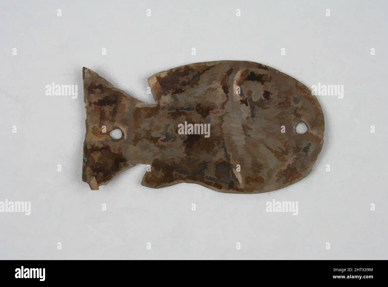 Arte ispirata da Costume Ornament, 11th–12th secolo, Perù, Perù; costa centrale (?), Argento, D.I. 1 1/2 poll. (3,8 cm), ornamenti in metallo, opere classiche modernizzate da Artotop con un tuffo di modernità. Forme, colore e valore, impatto visivo accattivante sulle emozioni artistiche attraverso la libertà delle opere d'arte in modo contemporaneo. Un messaggio senza tempo che persegue una nuova direzione selvaggiamente creativa. Artisti che si rivolgono al supporto digitale e creano l'NFT Artotop Foto Stock