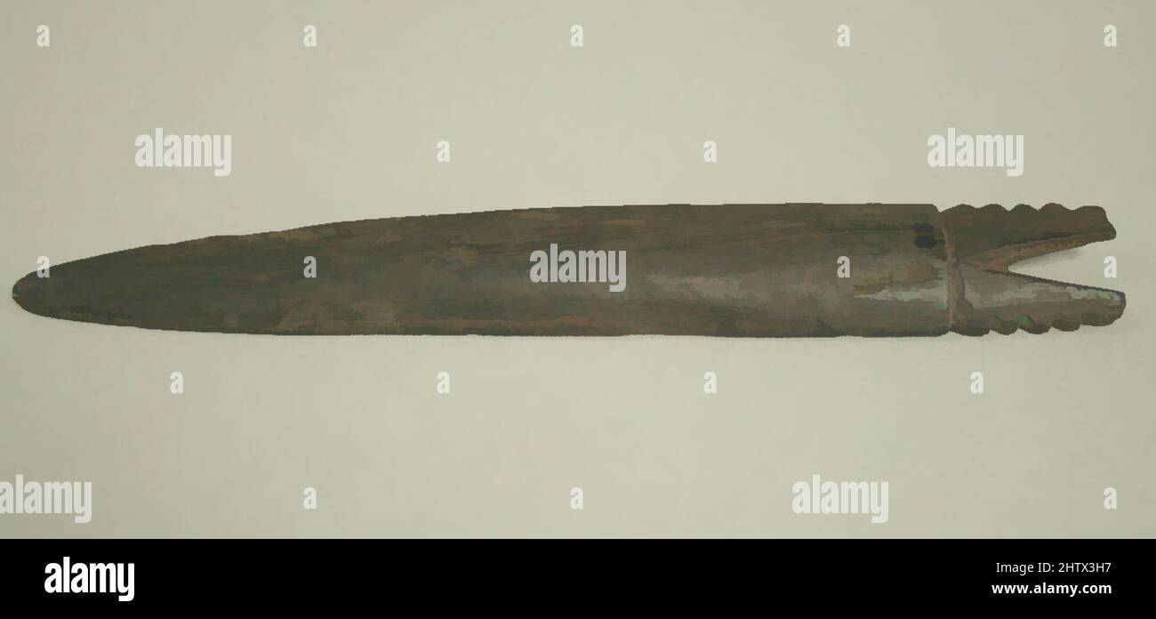 Arte ispirata da legno tessitura spada, prima del 16th secolo, Perù, peruviano, legno, A x L: 6 3/8 x 7/8in. (16,2 x 2,2cm), legno-attrezzi, opere classiche modernizzate da Artotop con un tuffo di modernità. Forme, colore e valore, impatto visivo accattivante sulle emozioni artistiche attraverso la libertà delle opere d'arte in modo contemporaneo. Un messaggio senza tempo che persegue una nuova direzione selvaggiamente creativa. Artisti che si rivolgono al supporto digitale e creano l'NFT Artotop Foto Stock