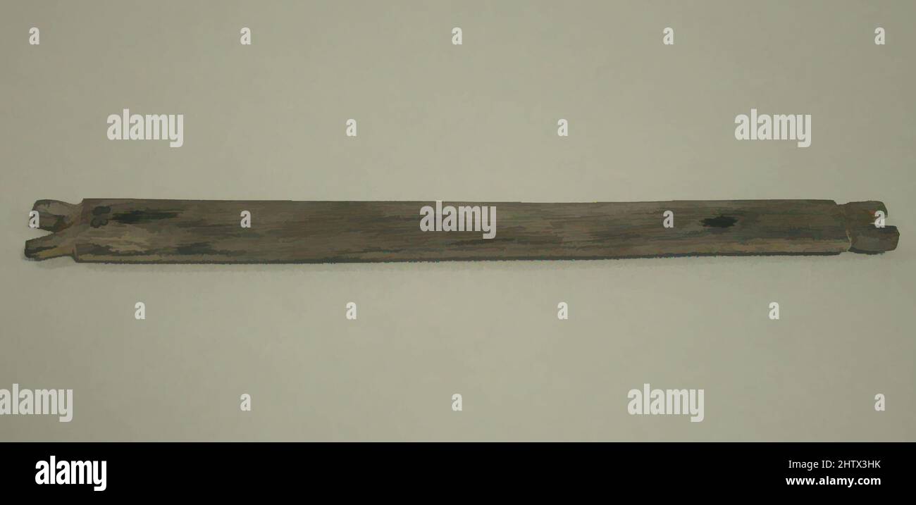 Arte ispirata da legno Loom Bar, prima del 16th secolo, Perù, peruviano, legno, A x L: 6 1/8 x 9/16in. (15,6 x 1,4cm), Textiles-Implements, opere classiche modernizzate da Artotop con un tuffo di modernità. Forme, colore e valore, impatto visivo accattivante sulle emozioni artistiche attraverso la libertà delle opere d'arte in modo contemporaneo. Un messaggio senza tempo che persegue una nuova direzione selvaggiamente creativa. Artisti che si rivolgono al supporto digitale e creano l'NFT Artotop Foto Stock